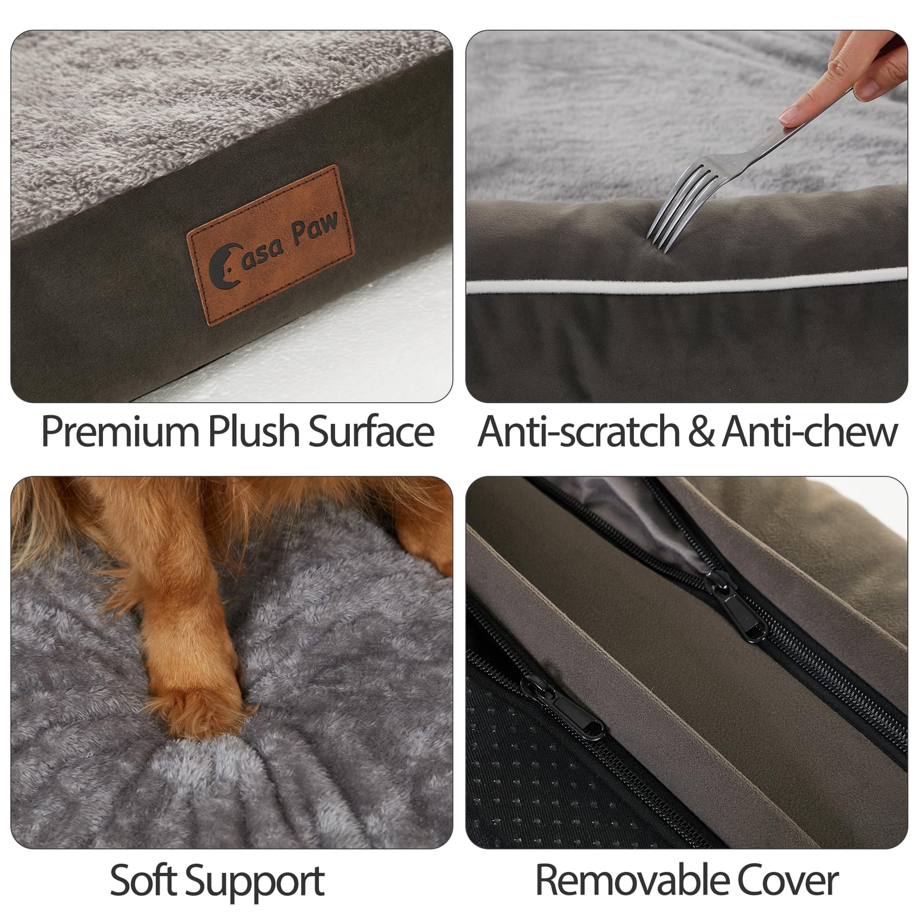 Casa Paw XXL Dog Bed with Bolsters, Waterproof Dog Beds for Extra Large Dogs, Memory Foam Orthopedic Dog Bed with Removable Wash