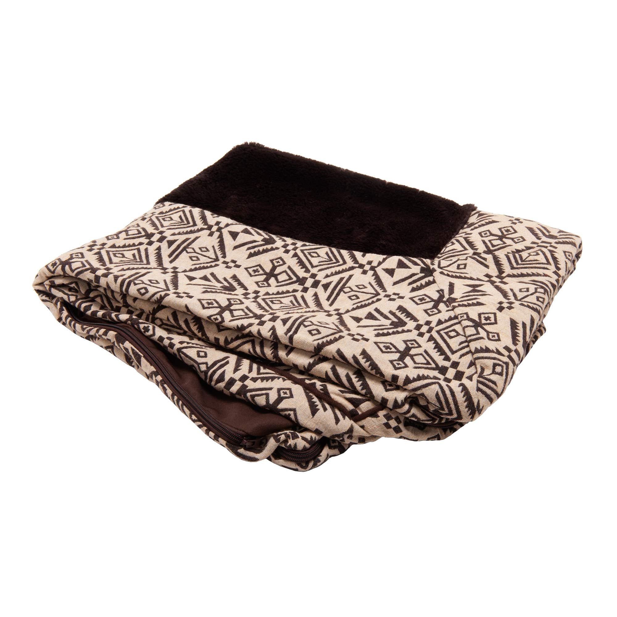 Furhaven Replacement Dog Bed Cover Plush & Southwest Kilim D  Cor Sofa-Style, Machine Washable - Desert Brown, Large