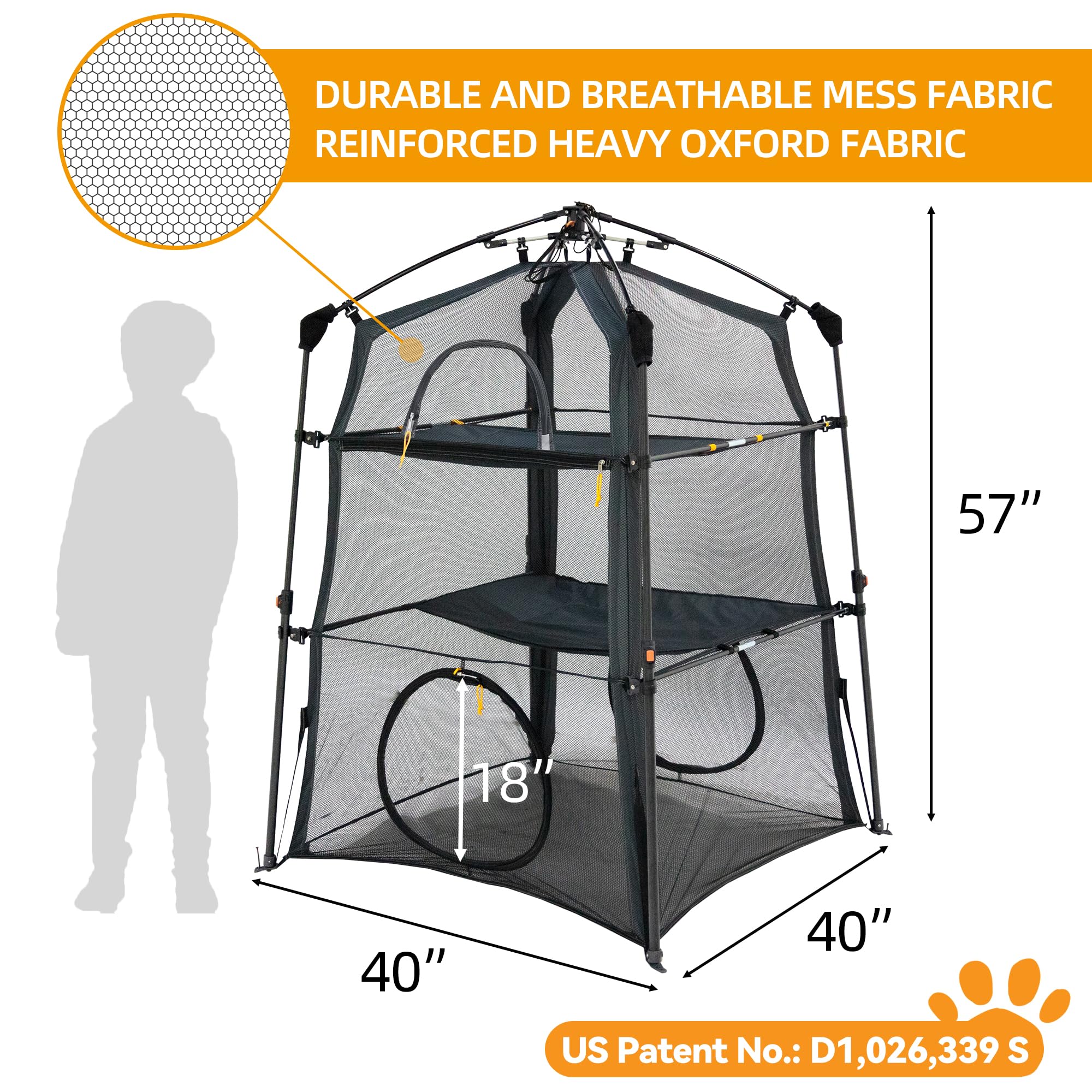 Itent Extra Large Triple Catio Outdoor Cat Enclosure,Pop Up 3 Tier Cat Tent Outdoor Weatherproof & Sunproof, Foladable And Porta