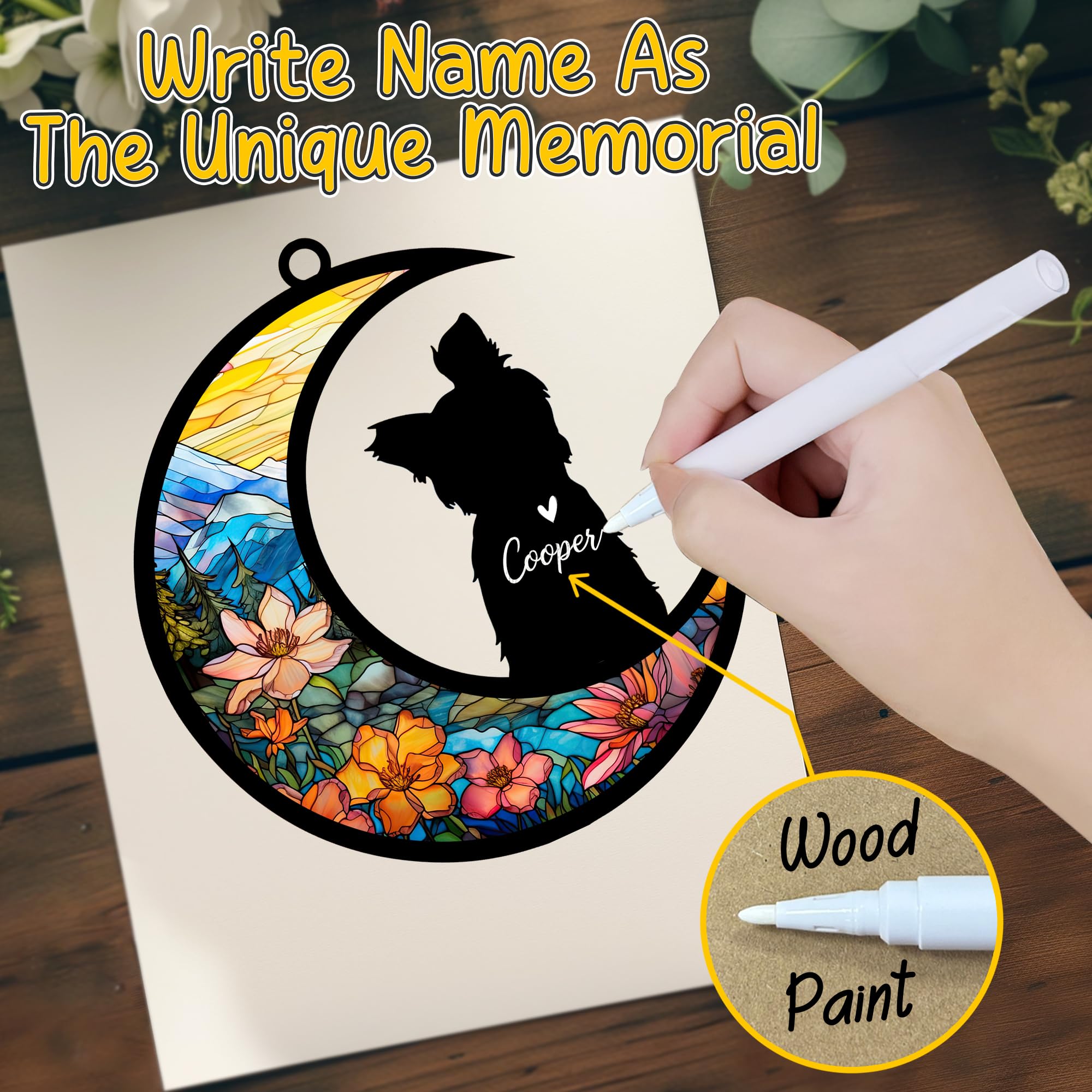 Nethomewoods Yorkshire Terrier Memorial Suncatcher, Personalized Dog Loss Gift With Name & Date, Rainbow Bridge Remembrance For