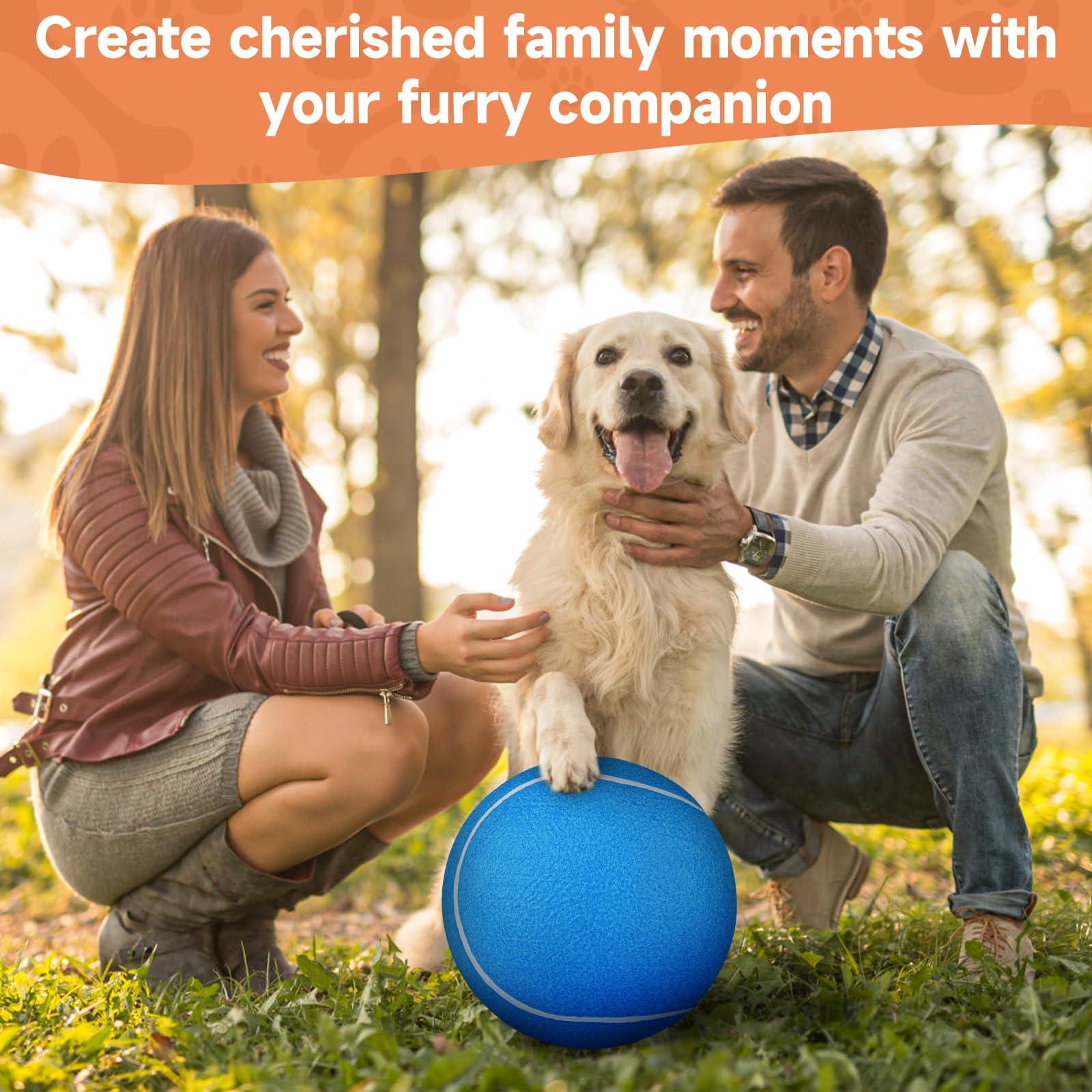 QDAN Giant Large Tennis Ball for Dogs, 9.5" Natural Rubber, Blue, Perfect for Outdoor Play, Suitable for Small Medium Large Dogs