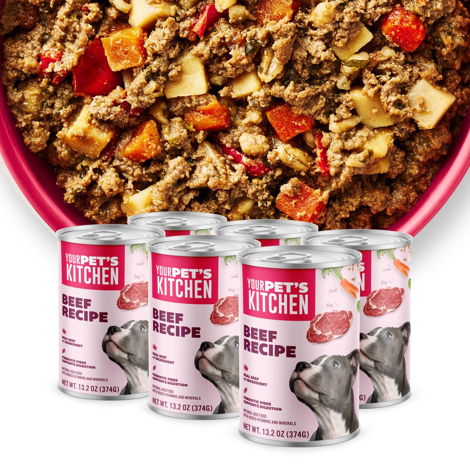 Your PET S Kitchen Wet Dog Food, Beef Recipe - 13.2 oz Cans (Pack of 6), Made in The USA with Real Beef