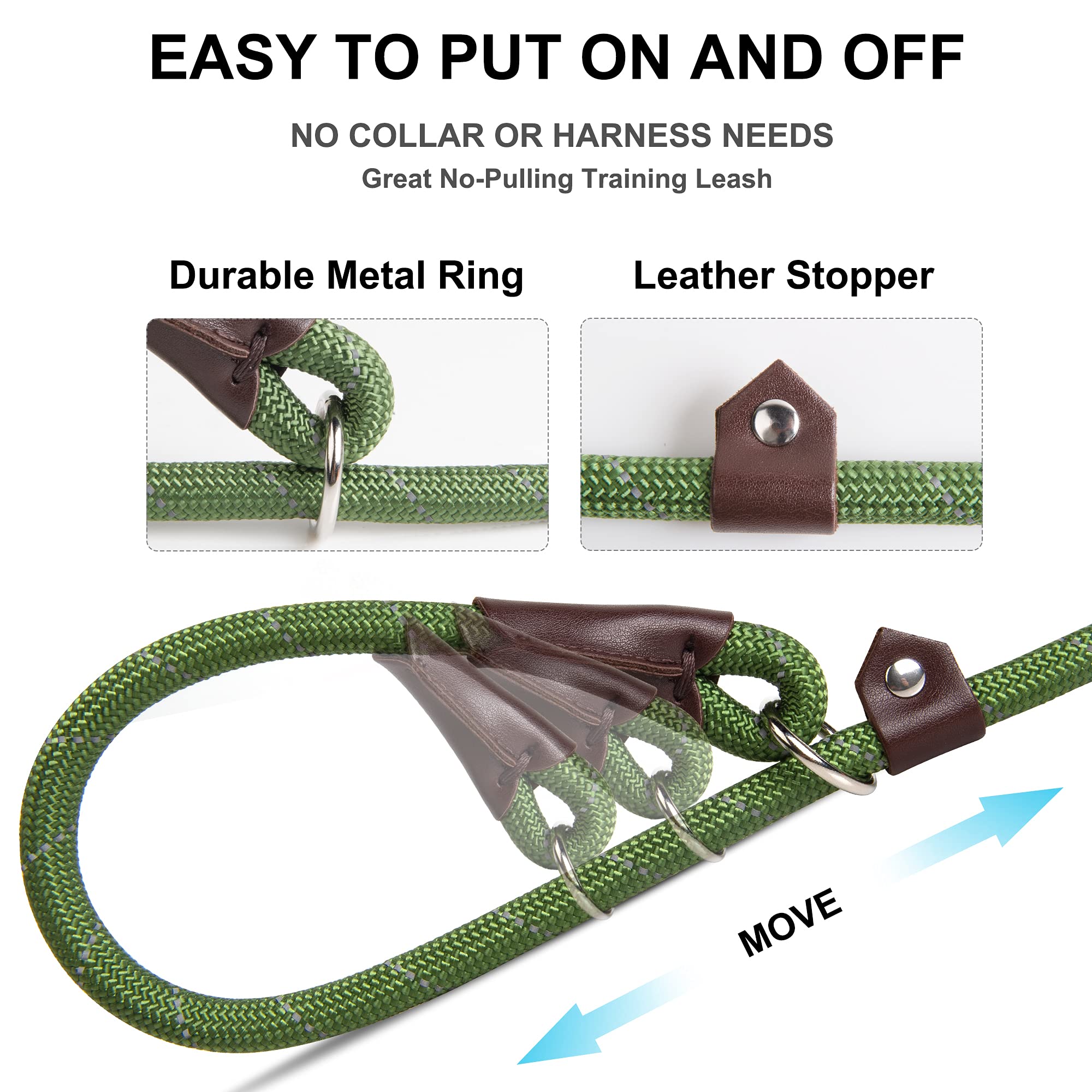 Fida Durable Slip Lead Dog Leash Bulk Pack Of 5, Heavy Duty 1/2' X 6 Ft Comfortable Strong Rope Slip Leash For Large, Medium & Small Dogs No Pulling Pet Training Leash With Highly Reflective (Mixed)