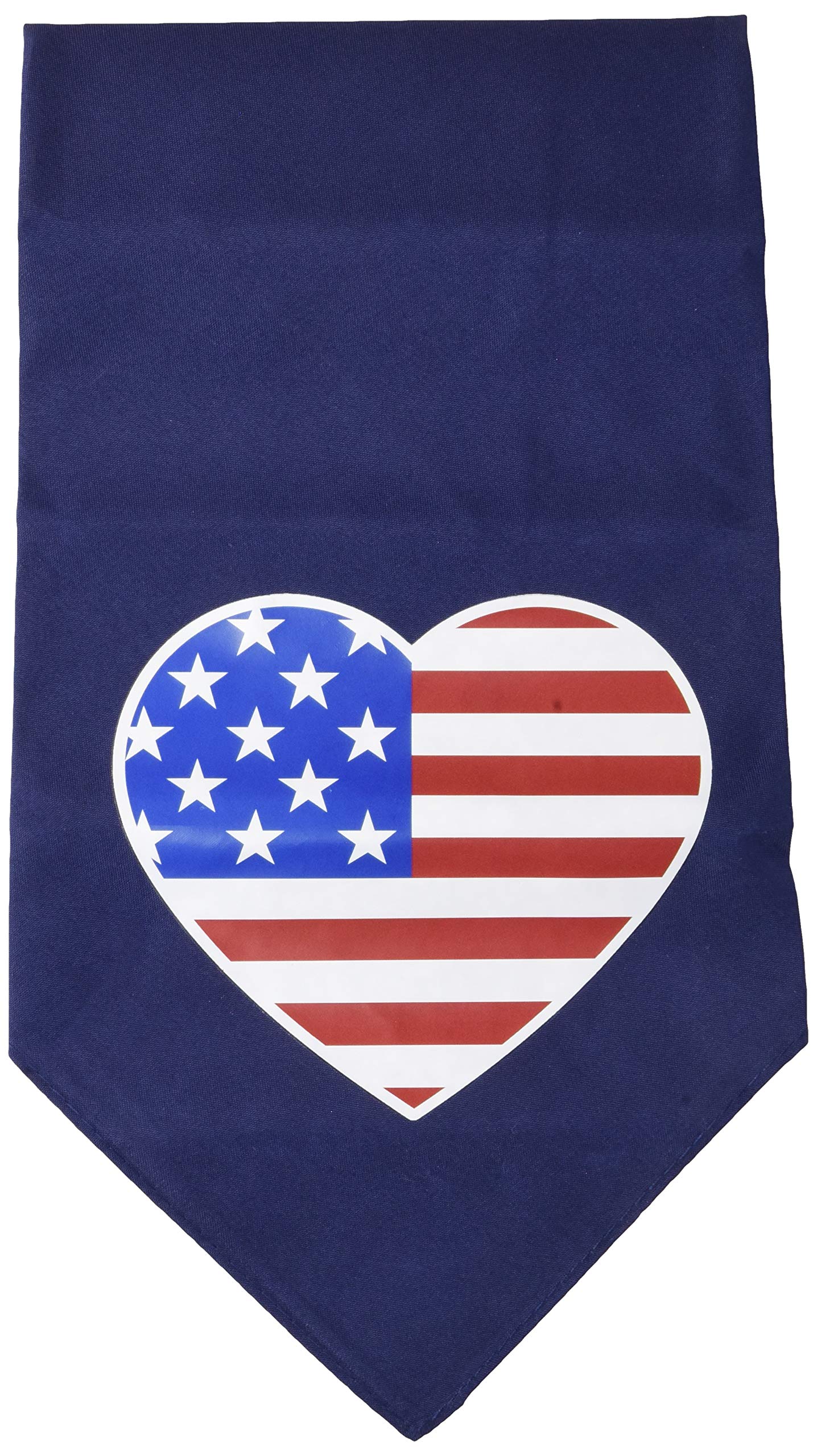 Mirage Pet Products American Flag Heart Screen Print Bandana Navy Blue, Large