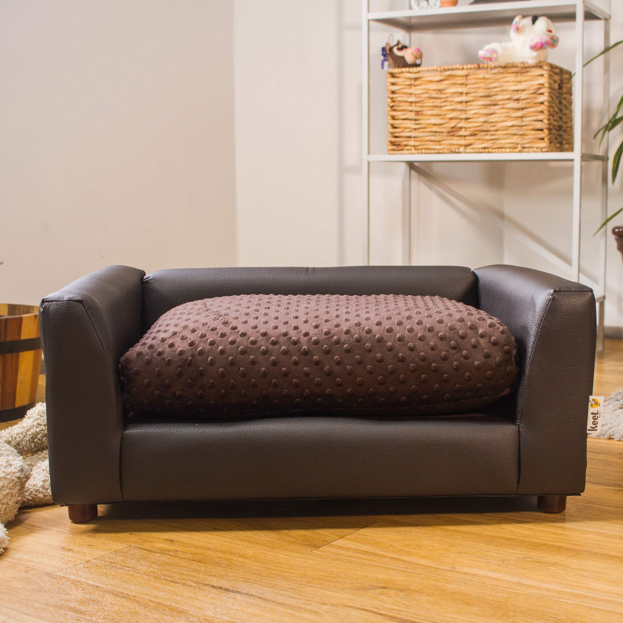 Keet Fluffy Deluxe Pet Bed, Chocolate, Medium