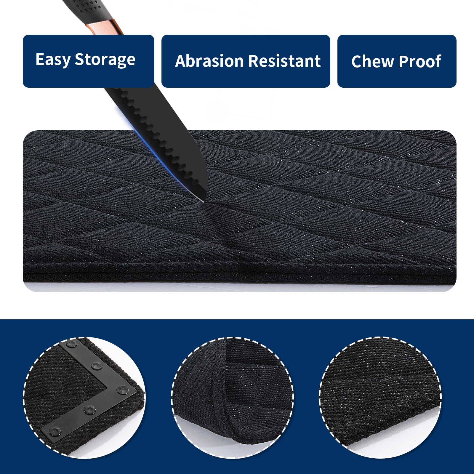 BALAPET Durable Chew Proof Dog Bed, Large 41"x28", Black Polyester, Ideal for Indoor/Outdoor Use, Stable Kennel Pad for Dogs