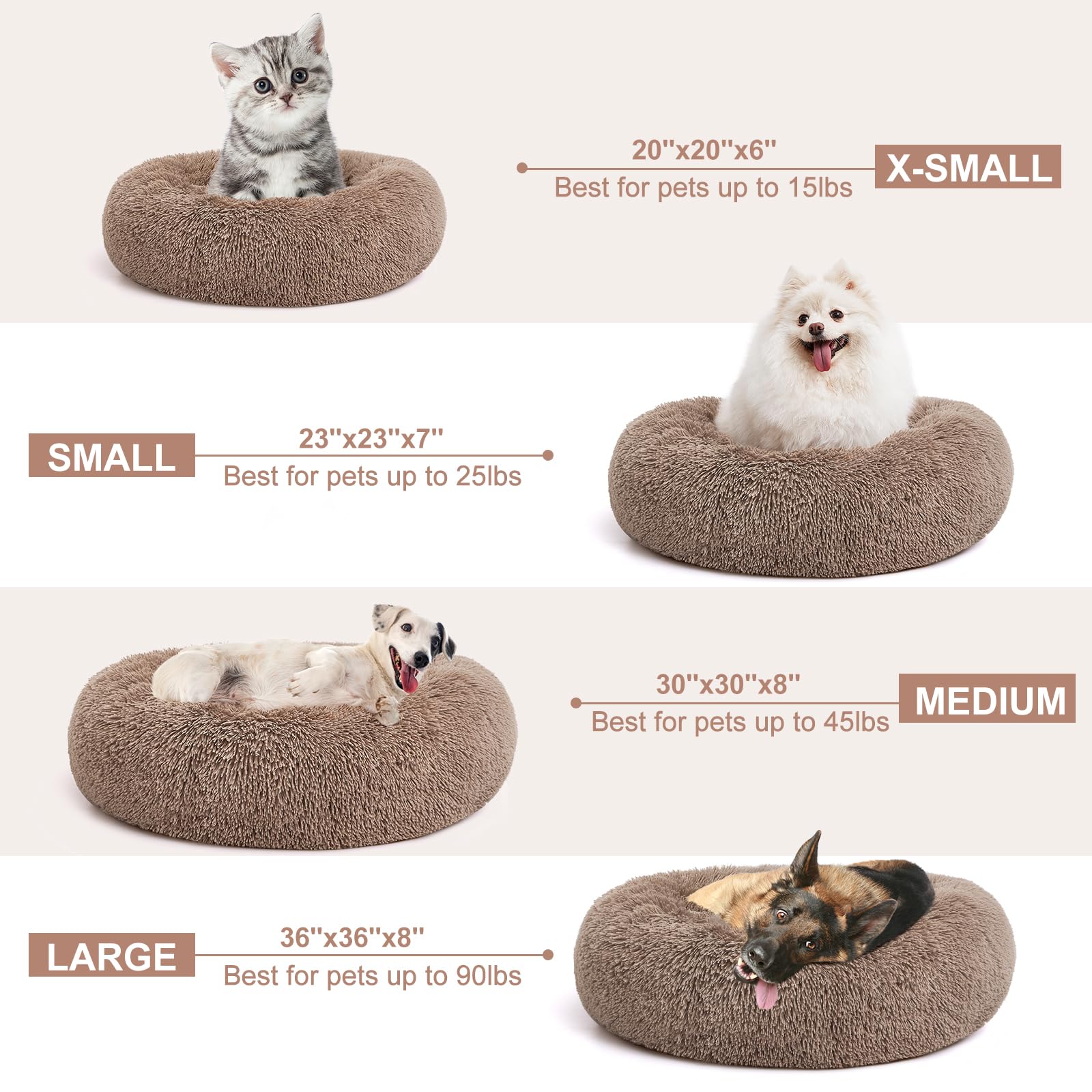 Perpets Orthopedic Dog Bed Comfortable Donut Cuddler Round Dog Bed Ultra Soft Washable Dog And Cat Cushion Bed (Style 6)