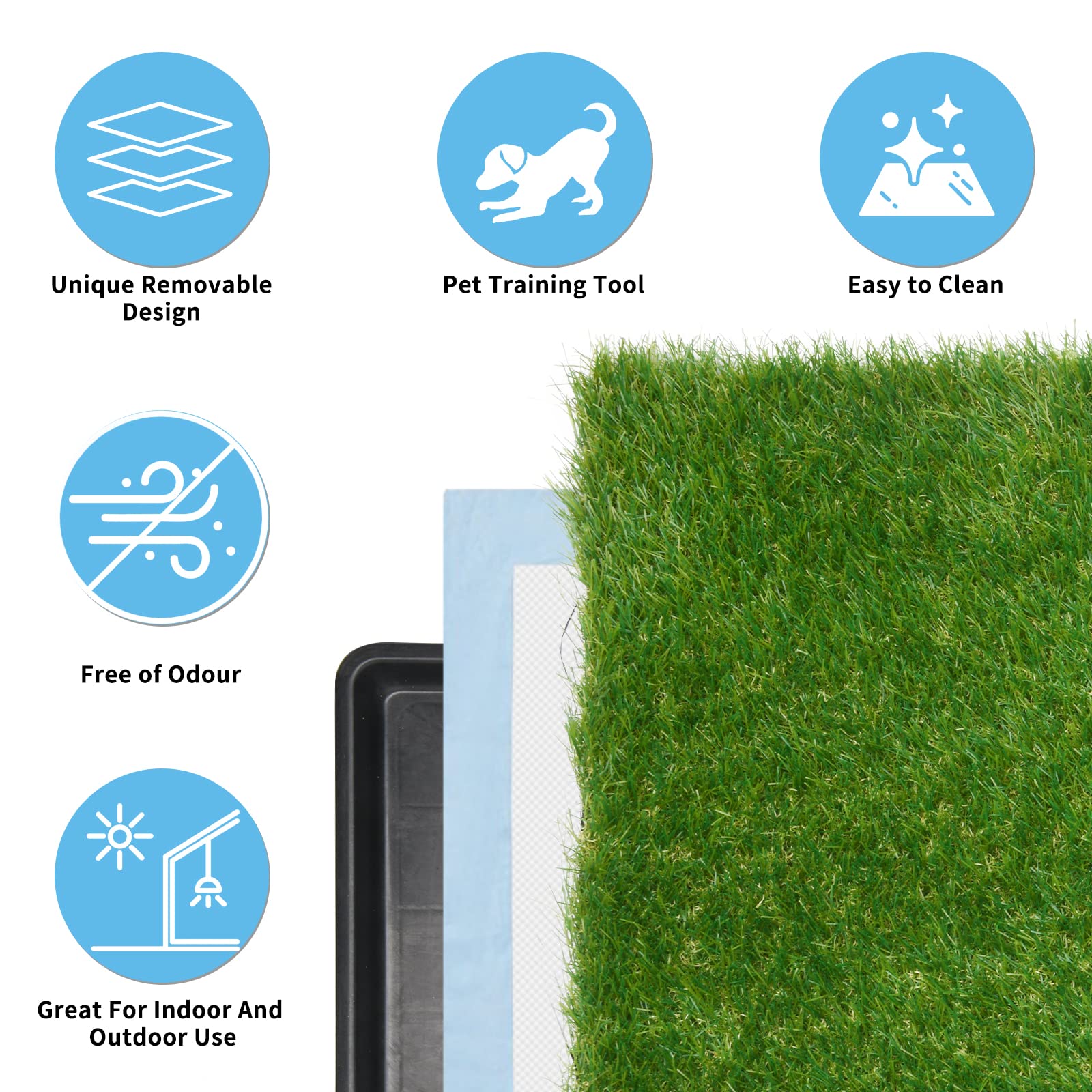 Oiyeefo Dog Grass Pad With Tray,45   X 29    Indoor Dog Potty With 2 Packs Replacement Artificial Fake Grass-5 Packs Disposable