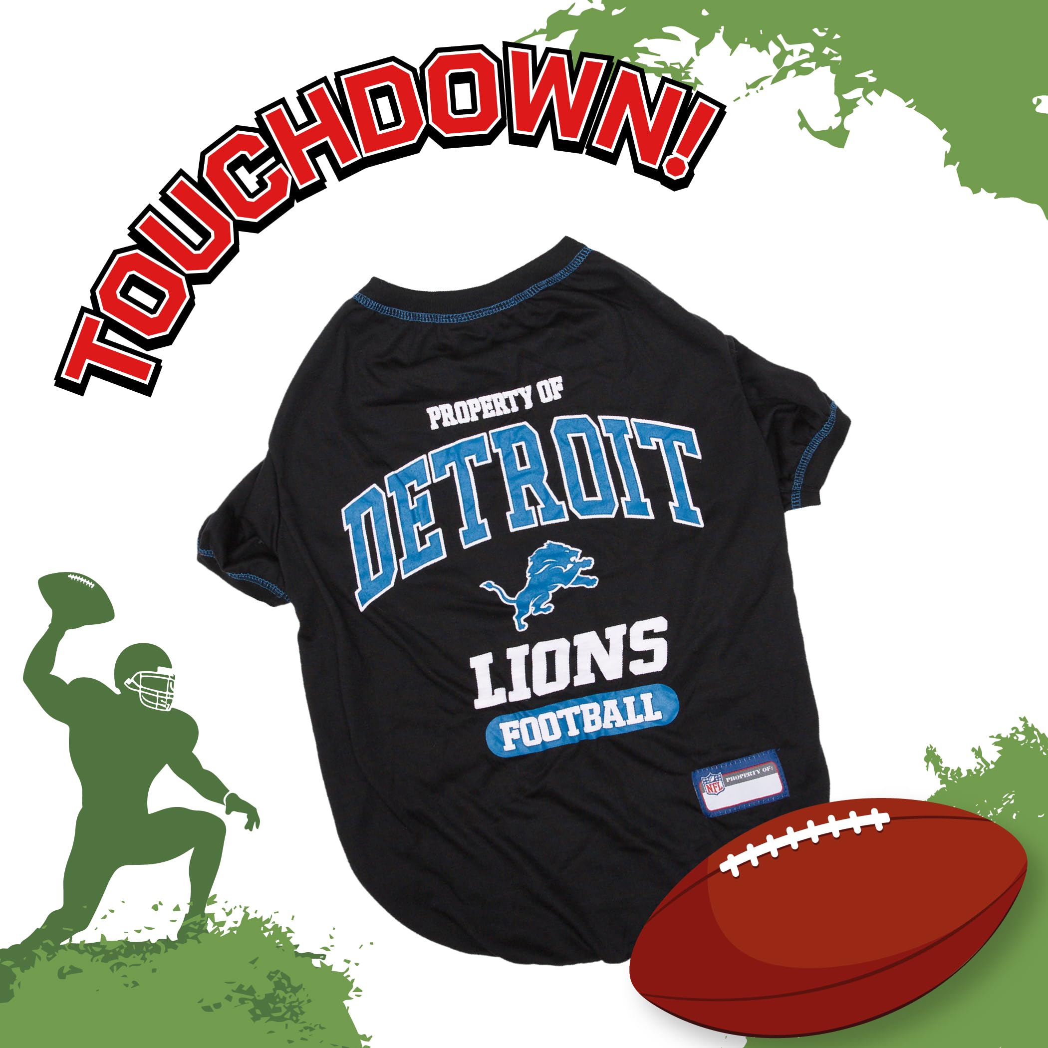 Pets First NFL Detroit Lions Dog T-Shirt, Small, Poly-Cotton, Officially Licensed Apparel for Pets