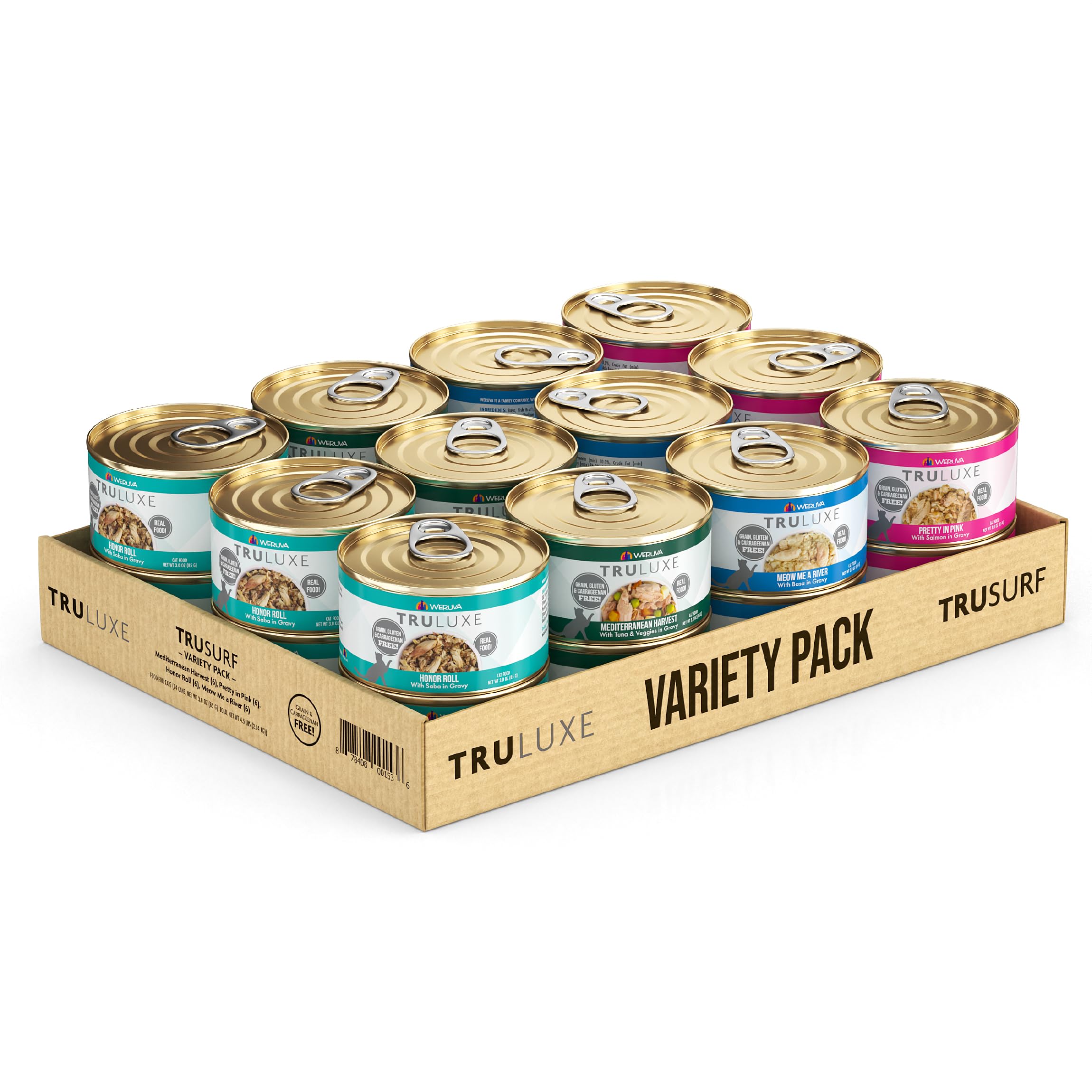 Weruva Truluxe Cat Food, Variety Pack, Trusurf, Wet Cat Food, 3Oz Cans (Pack of 24)