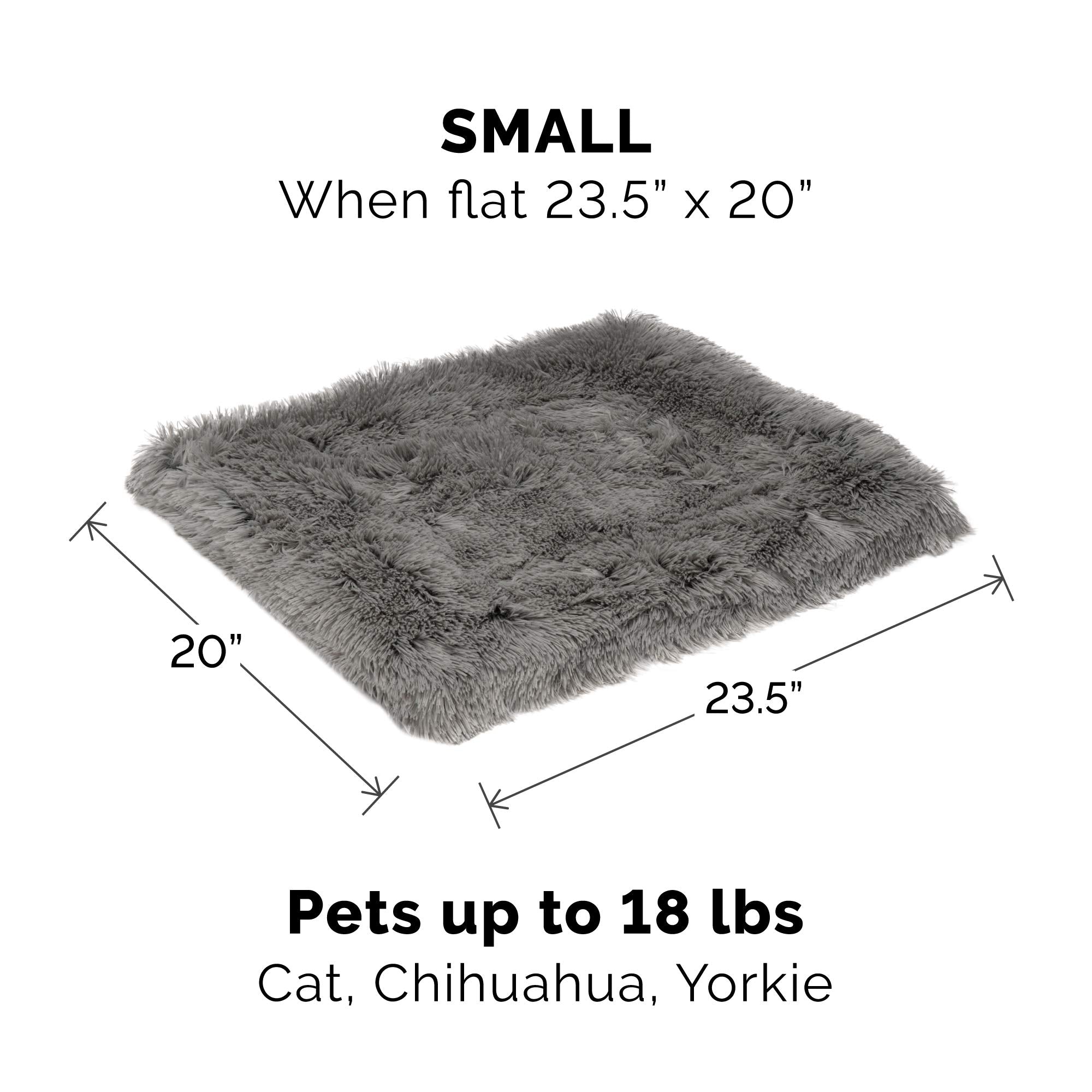 Furhaven Self-Warming Cat Bed for Indoor Cats, 4-Beds-in-1 & Washable - Plush Long Faux Fur Convertible Cuddler - Gray, Small