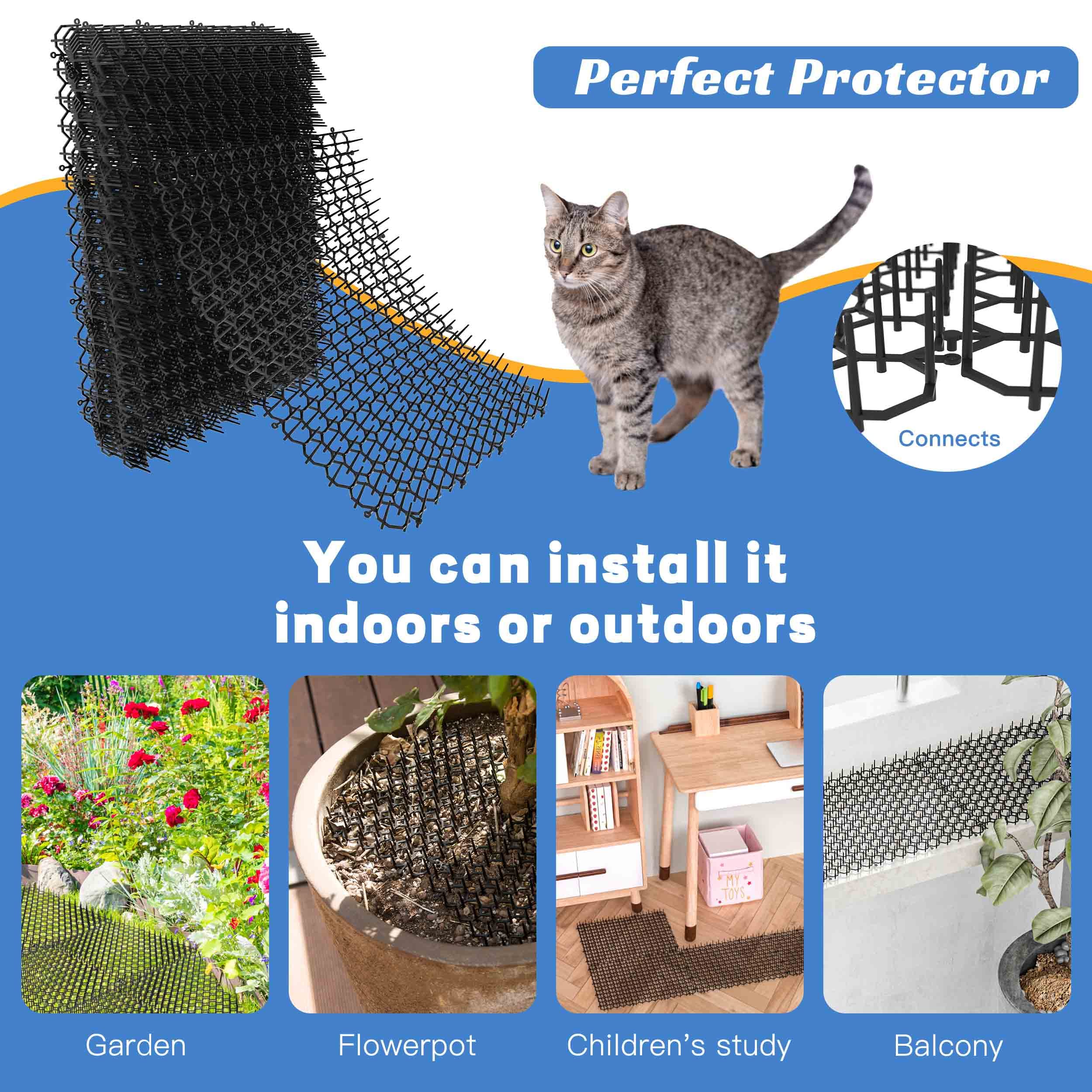 OCEANPAX 16 X 13 Inch Scat Mat for Cats, 12 Pack Cat Scat Mat with Spikes - Indoor/Outdoor Pet Deterrent Solution for Plants, Fu
