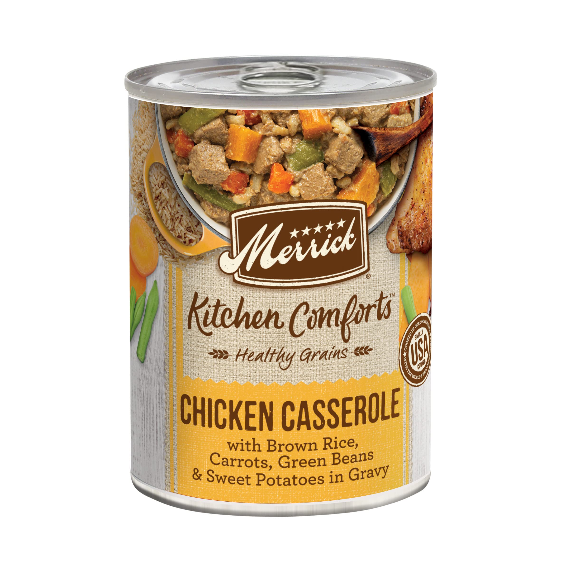 Merrick Kitchen Comforts Wet Dog Food Gravy, Chicken Casserole, 12.7 oz Can, Pack of 12, Chicken and Rice with Grains