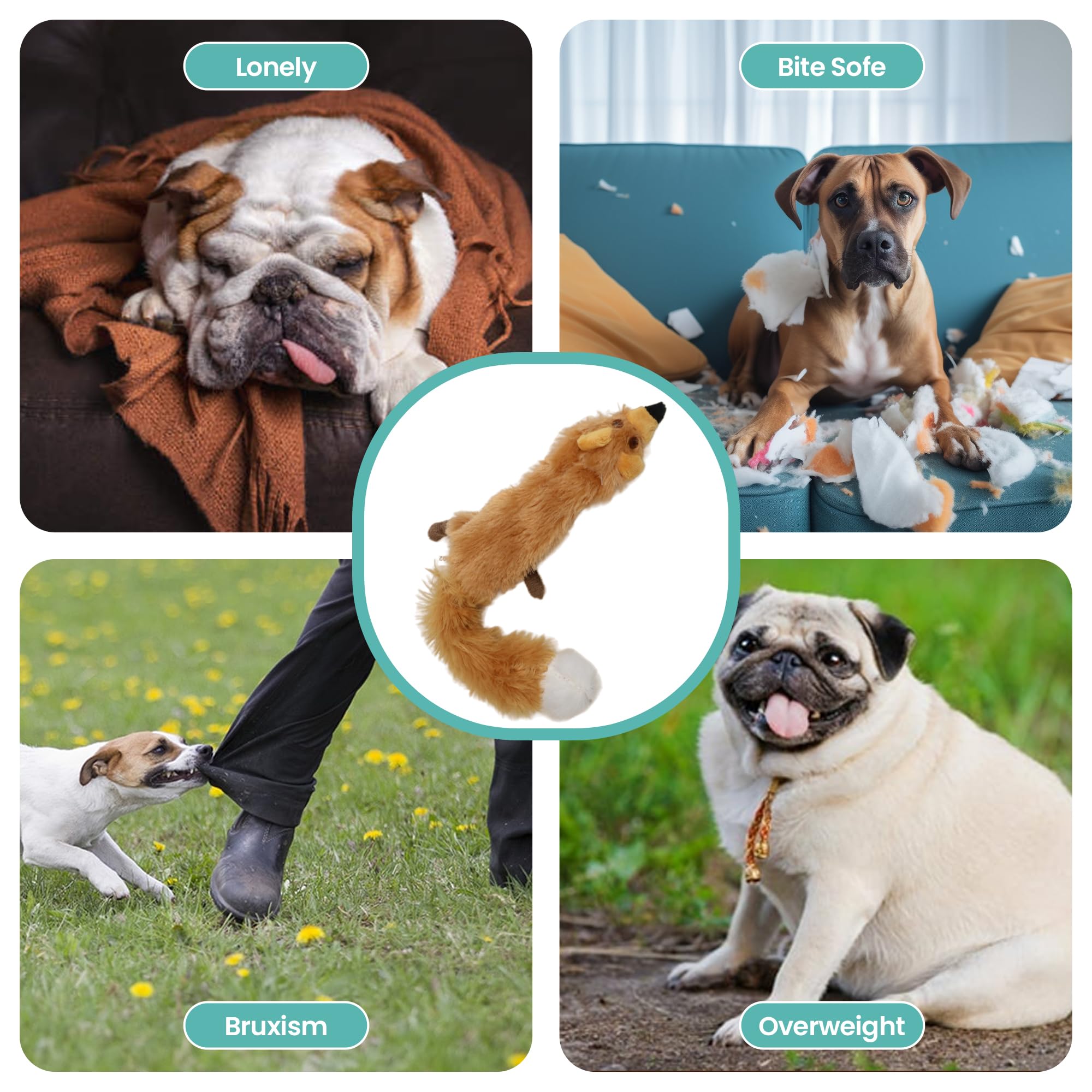Ethical Pets Mini Skinneeez Extreme Stuffingless Dog Toy Bundle: Chipmunk, Raccoon And Fox3