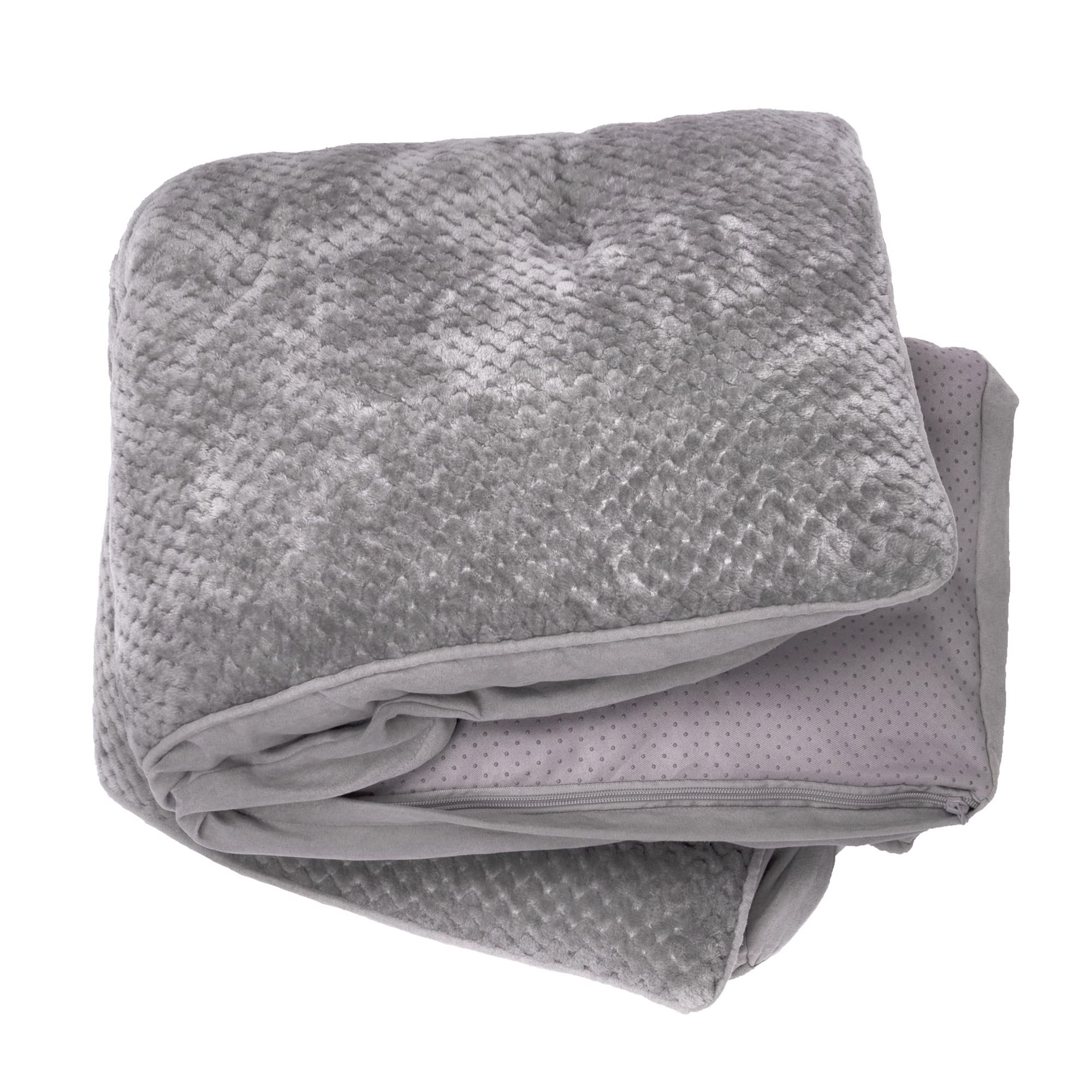 Furhaven Replacement Dog Bed Cover Minky Plush & Suede Pillow Top Mattress, Machine Washable - Titanium Gray, Large