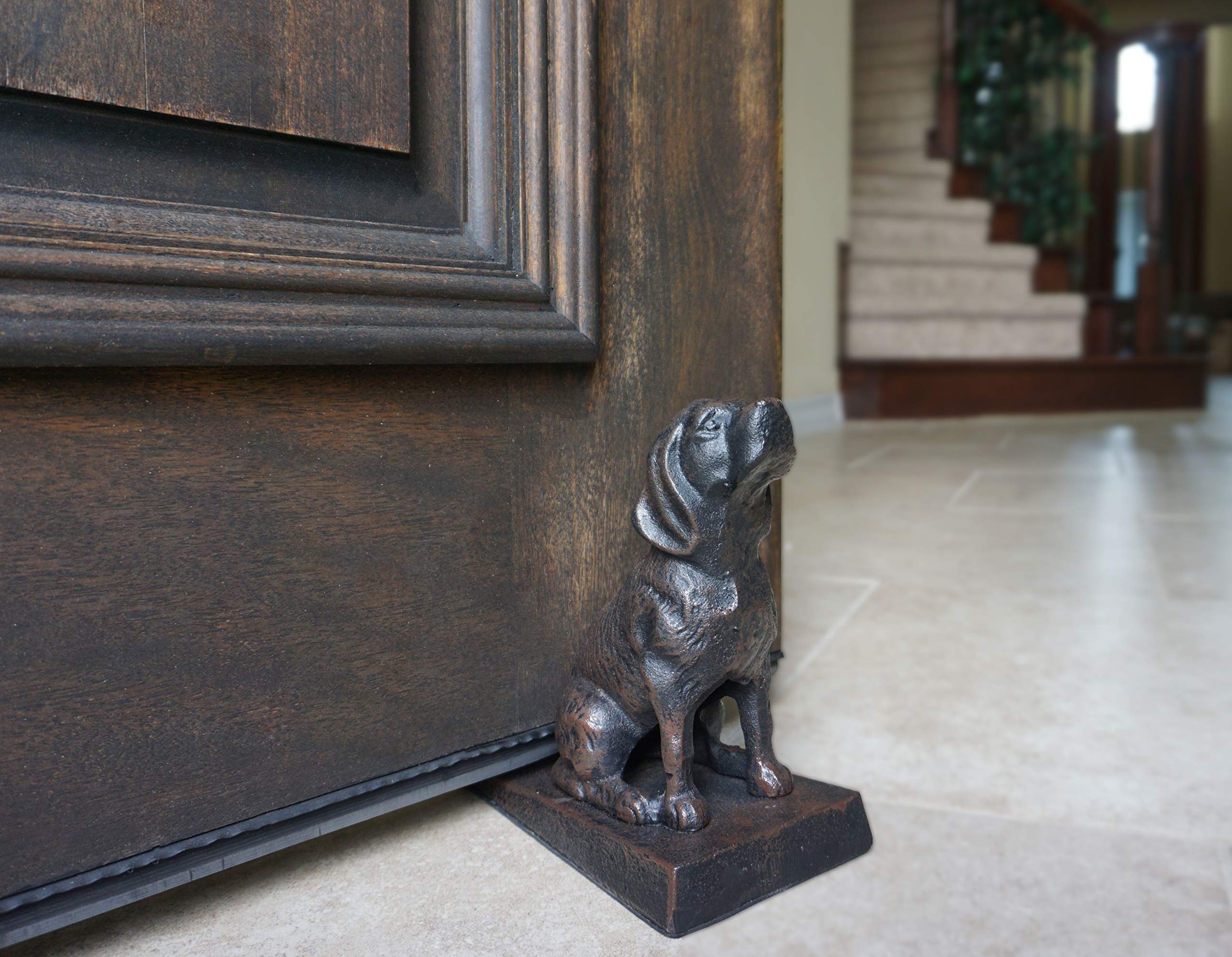Lulu Decor Cast Iron Heavy Duty 6 Lbs 8 Oz Dog Door Stopper With Base, Measures 7' H, 3.5' W And 8.25' L, Cute, Good Looking Dog