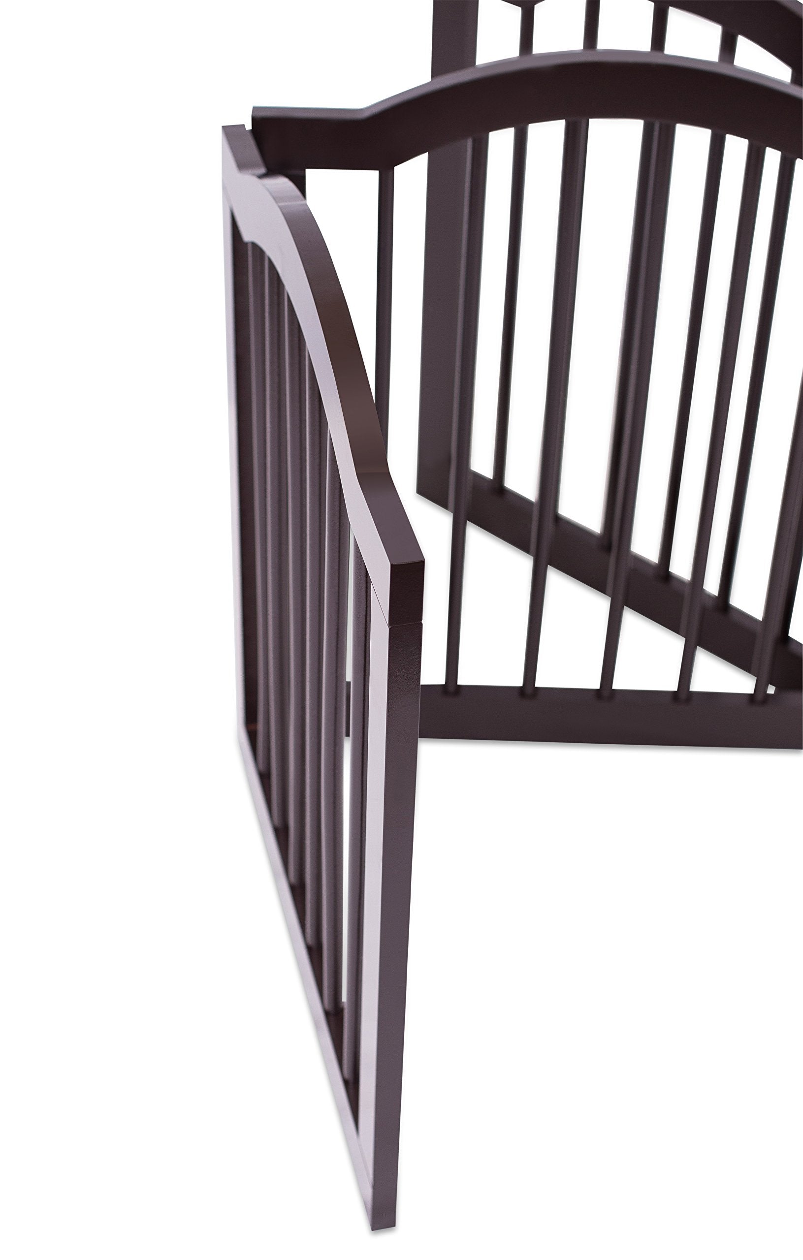 Internet'S Best Arched Top Dog Gate | 3 Panel, 24' H Wooden Pet Barrier For Dogs Or Cats | Freestanding Folding Room Divider For Doorways, Hallways, Stairs, And Porch | Portable, Extra Wide | Espresso