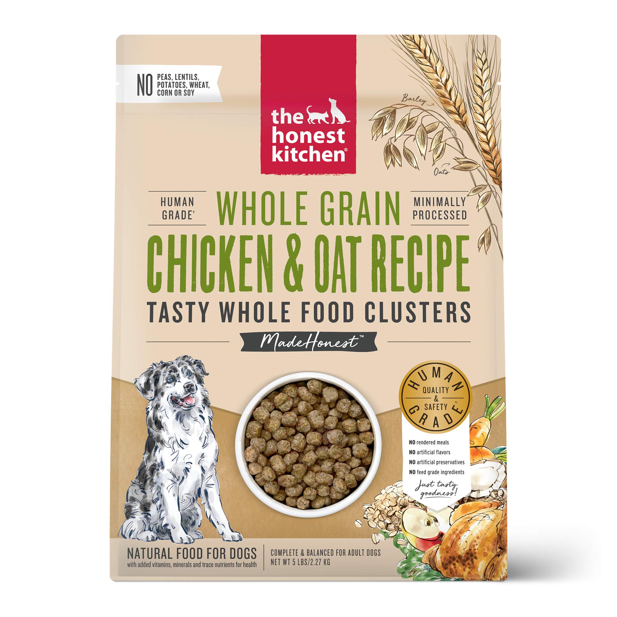 The Honest Kitchen Whole Food Clusters Whole Grain Chicken & Oat Dry Dog Food, 5 lb Bag