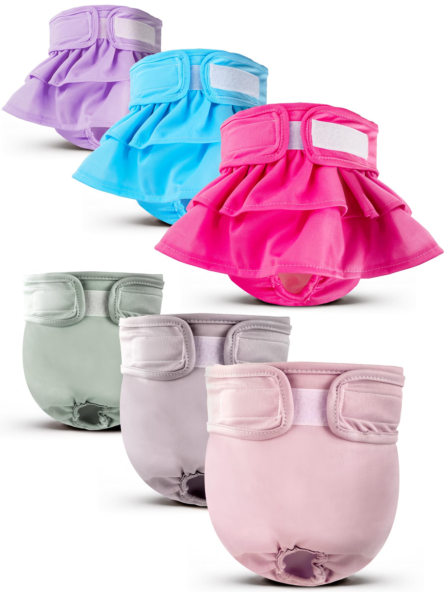 Xpcare 6 Pack Washable Female Dog Diapers - Reusable, Highly Absorbent, Leak-Proof Puppy Diapers For Female Dog (Xs)