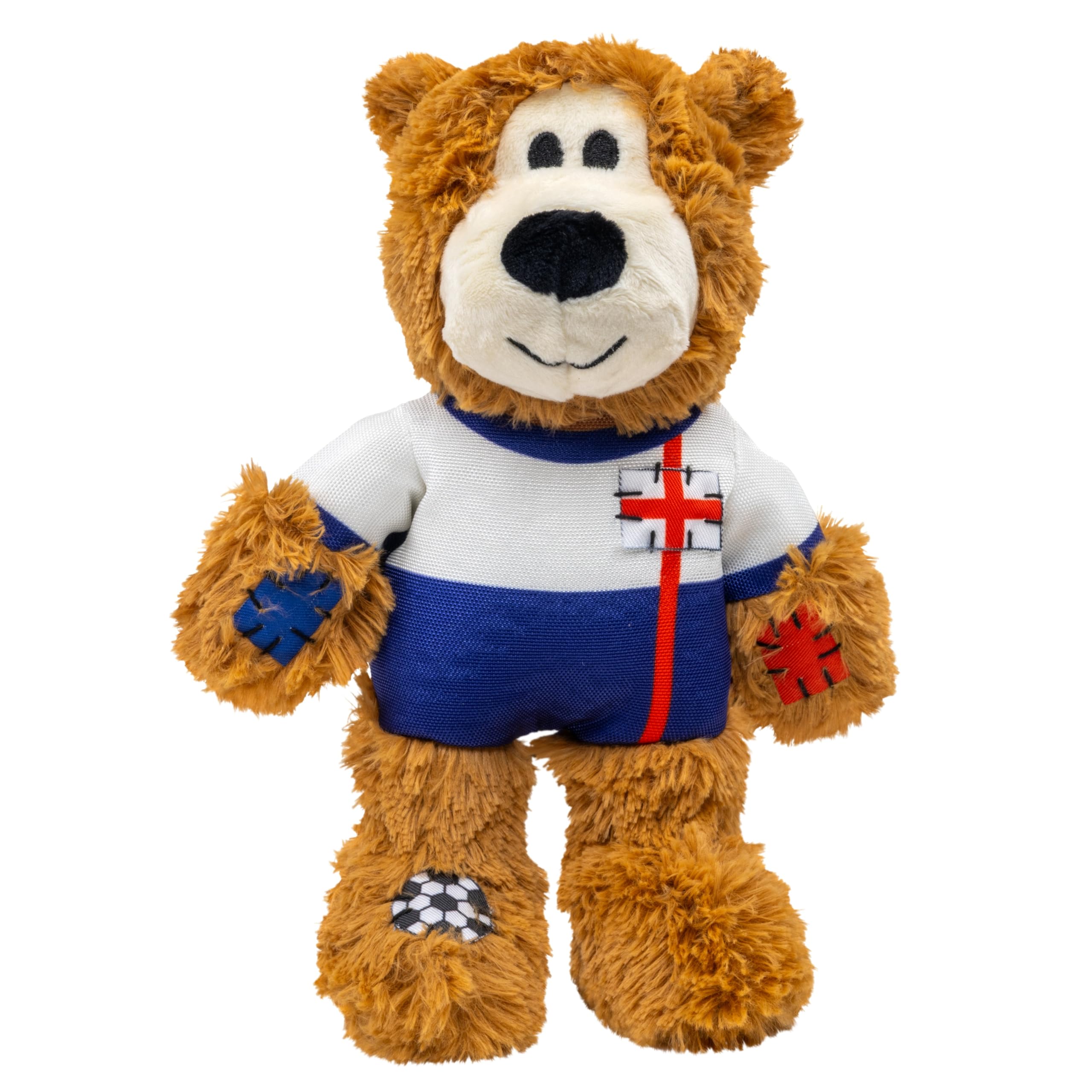 KONG Wild Knots Bear Soccer Player Dog Toy - England - National Team Jersey Inspired - International Tournament Edition - Plush 