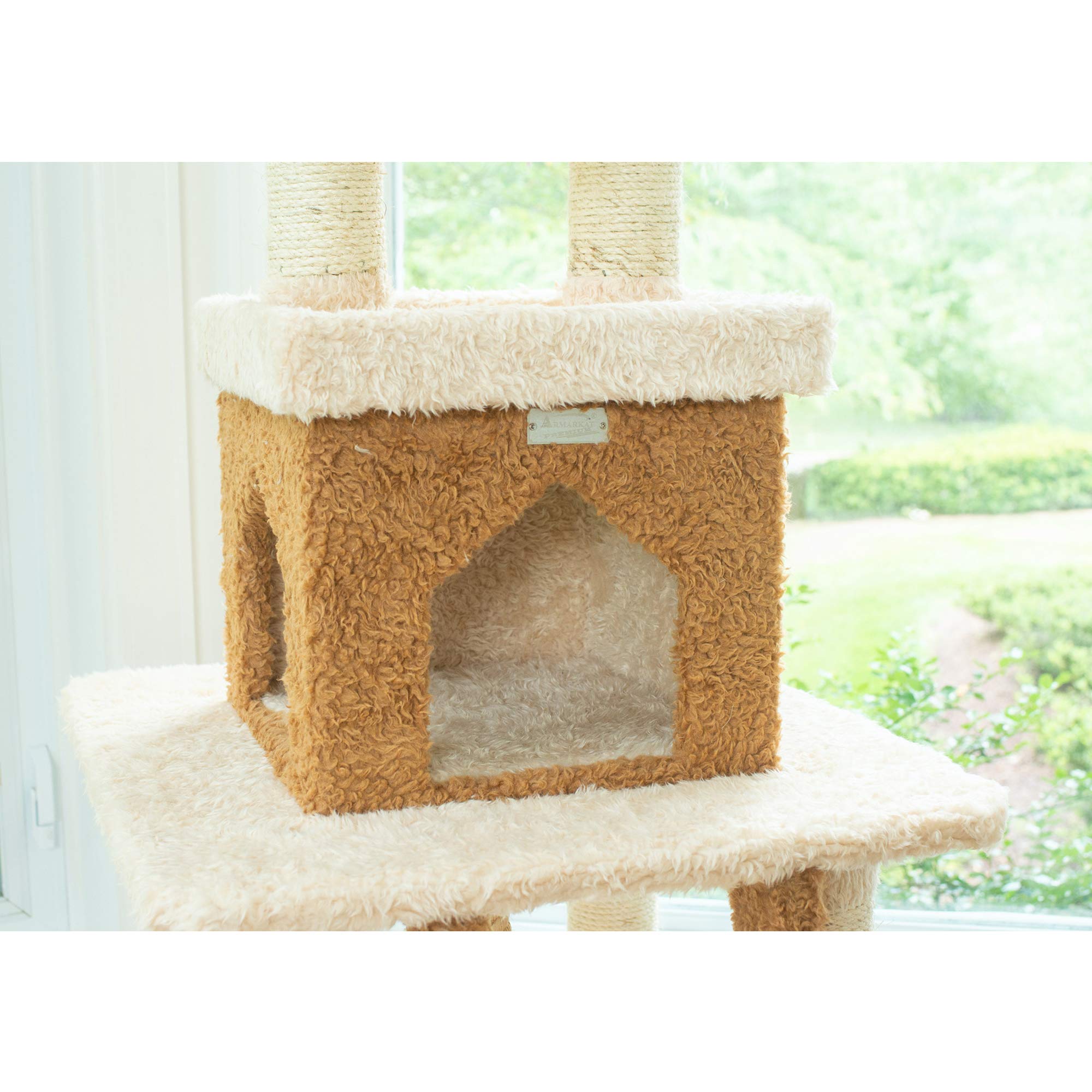 Armarkat Multi-Level Cat Tower X8303 Real Wood Cat Tree In Beige, 32'(L) X 24'(W) X 84'(H)