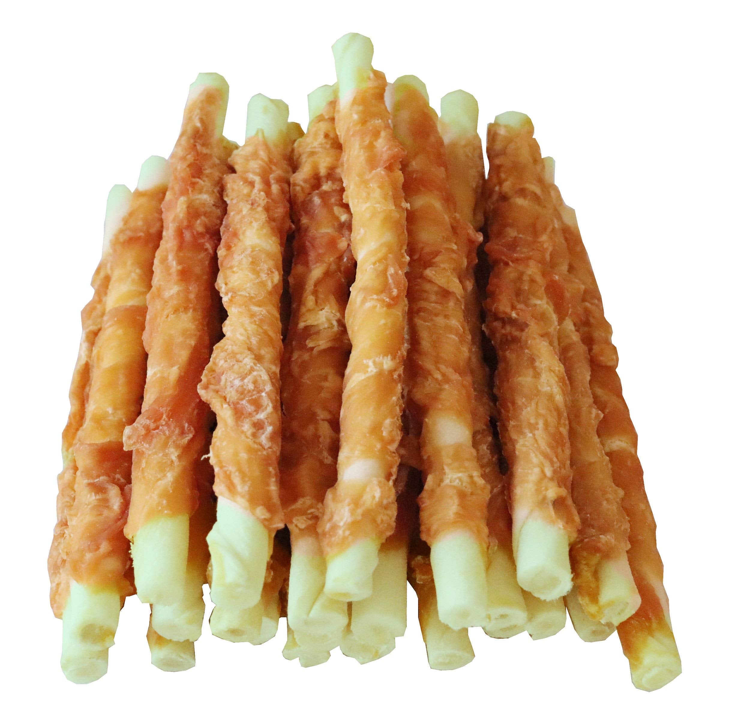 Pawant Puppy Training Snacks Dog Chews Treats Chicken Wrapped White Rawhide Sticks 0.5lb