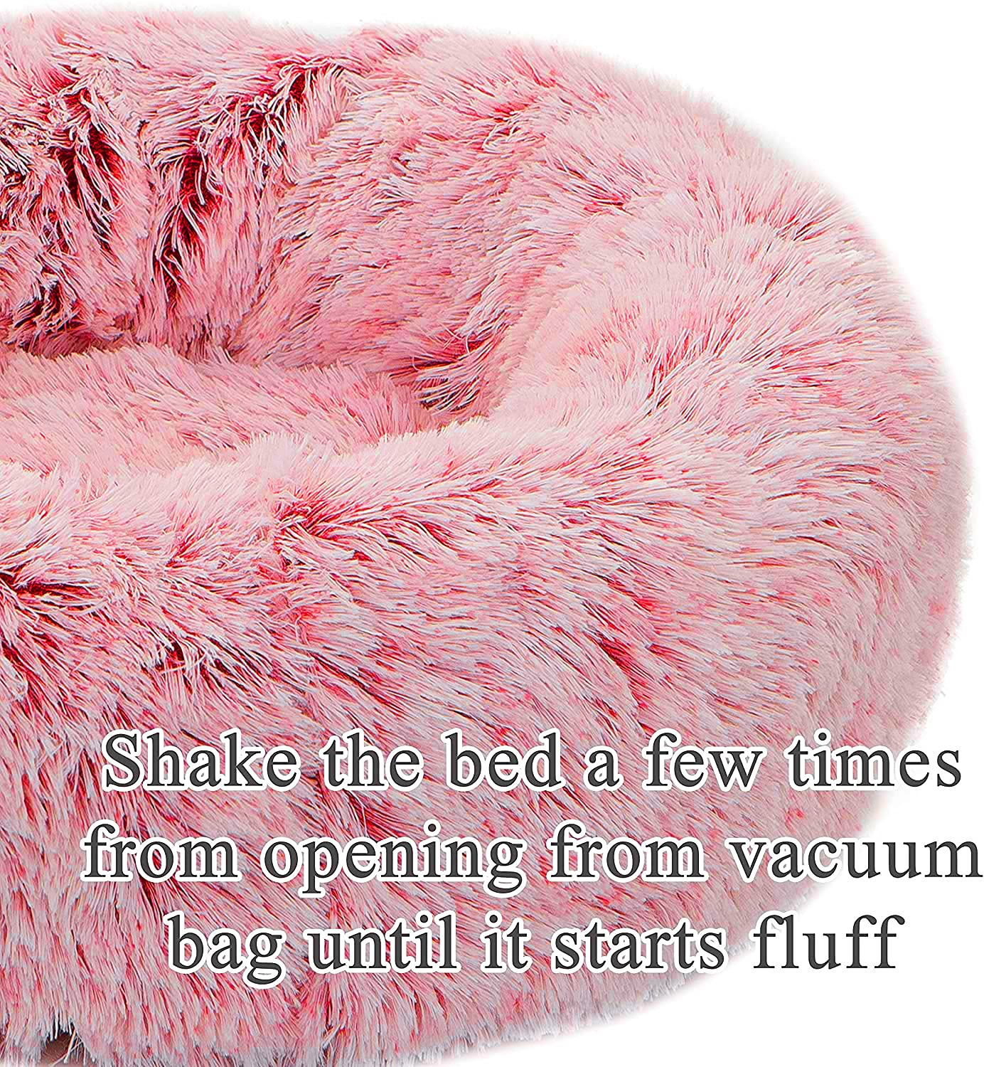 Tormays Calming Donut Dog Bed Medium, Plush Round Cuddler Dog & Cat Bed, Anit-Anxiety Marshmellow Fluffy Faux Fur Cushion (24',