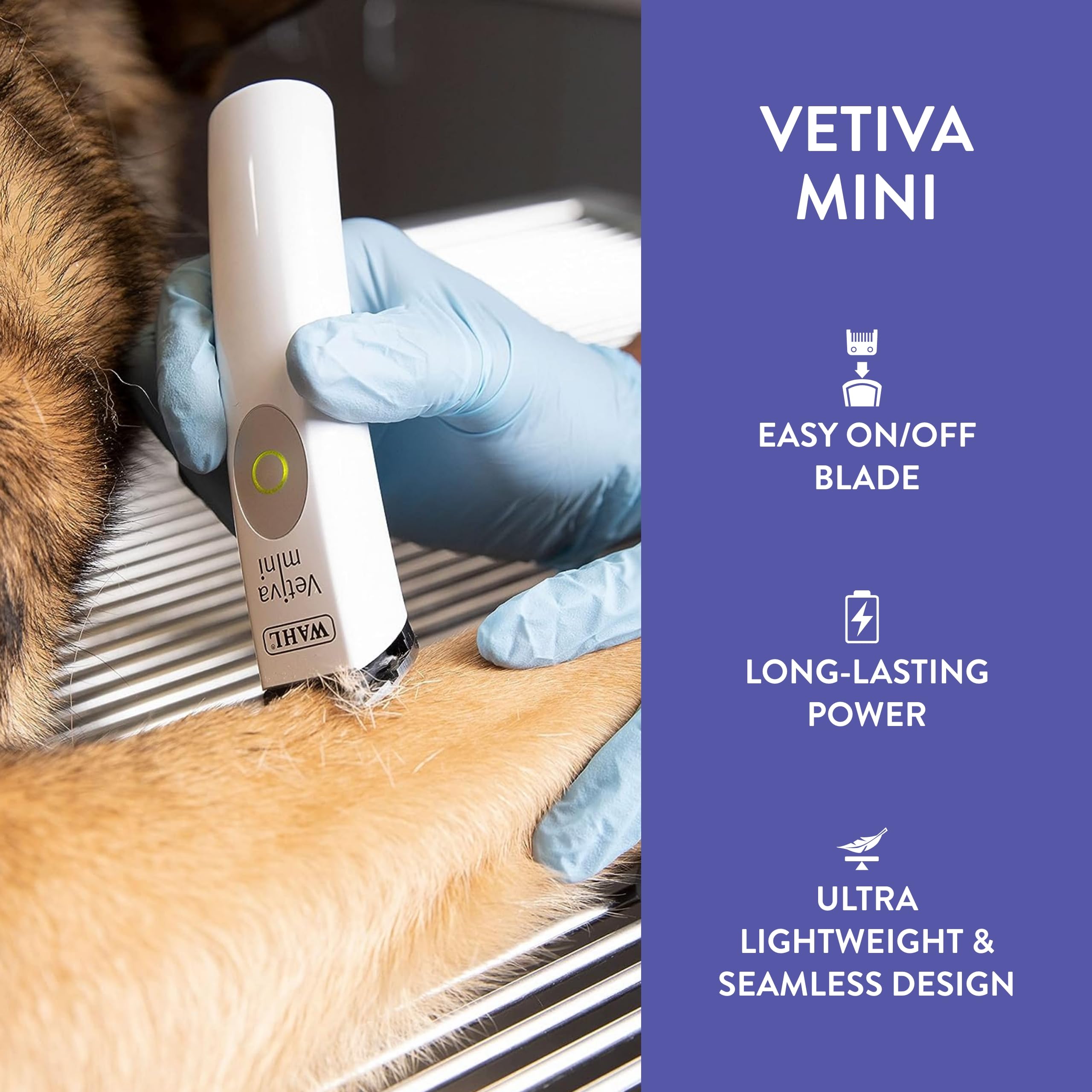 WAHL Professional Vetiva Mini Cordless Pet Trimmer for Dogs & Cats - Veterinary Grade, White, 8.2x6.7x2.7 - Safe & Compact Design