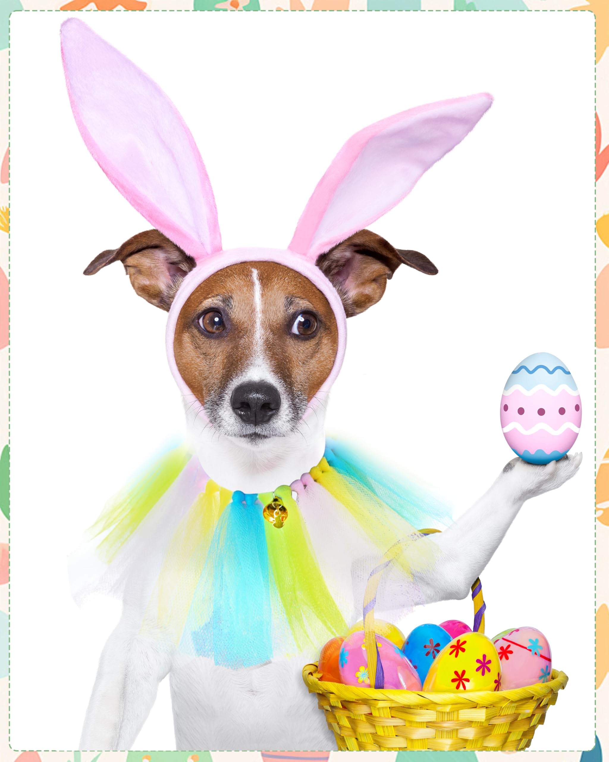 Pet Show Easter Dog Tutu Collar With Bell Drawstring Tutu Necklace For Small Dogs Cats Adjustable Scarf Green Pink Yellow & Blue