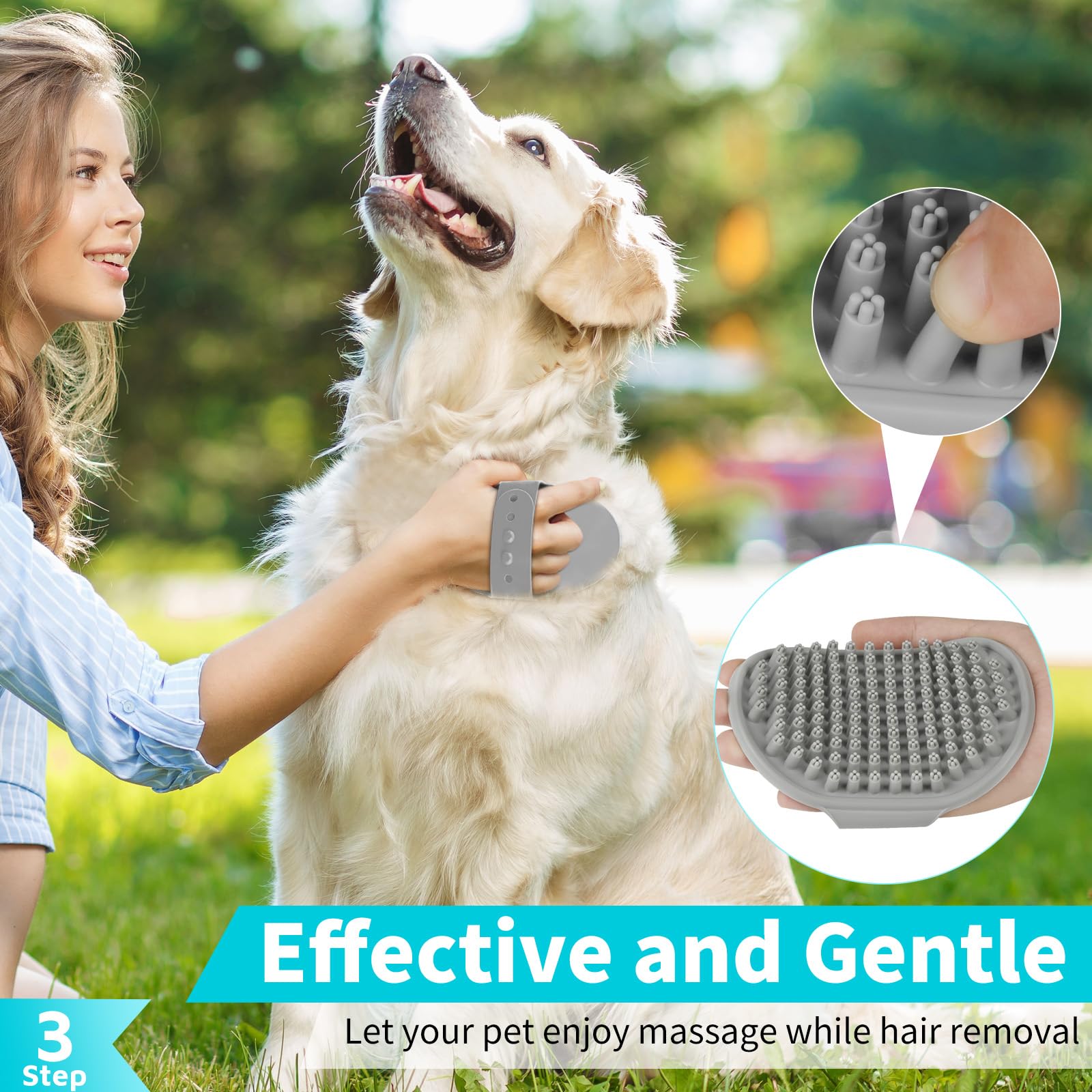 Comotech 6PCS Dog Bath Brush & Dog Toothbrush | Adjustable Handle Shampoo Brush & Scrubber for Short & Long Haired Dogs & Cats |