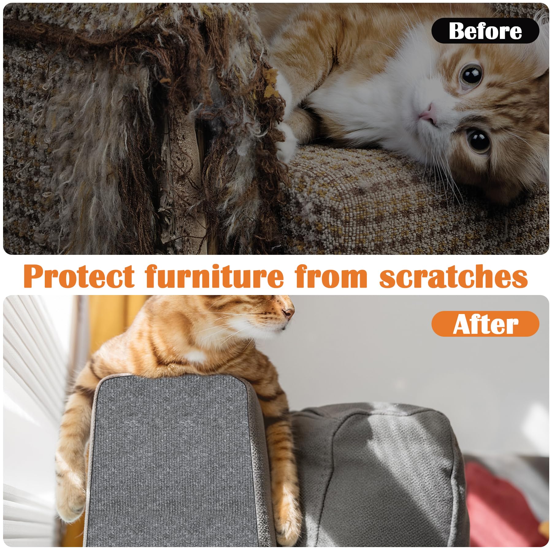 Cat Scratch Furniture Protector - 40 X 15.8 Trimmable Self-Adhesive Cats Claws Scratch Pads, Diy Cat Climbing Couch Protecto
