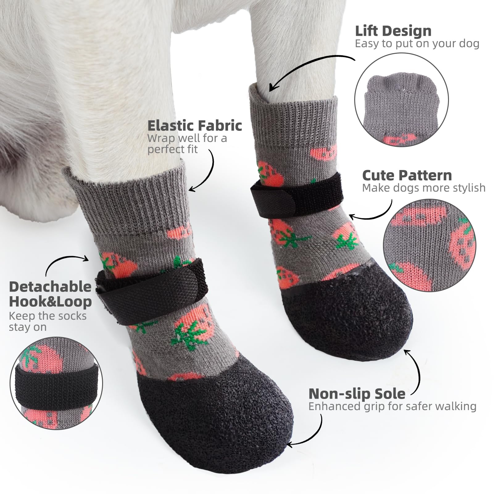 PUPTECK Anti Slip Dogs Shoes for Hot/Cold Pavement, Senior Booties, Rubber Boots & Paw Protectors for Small Medium Large Size Do