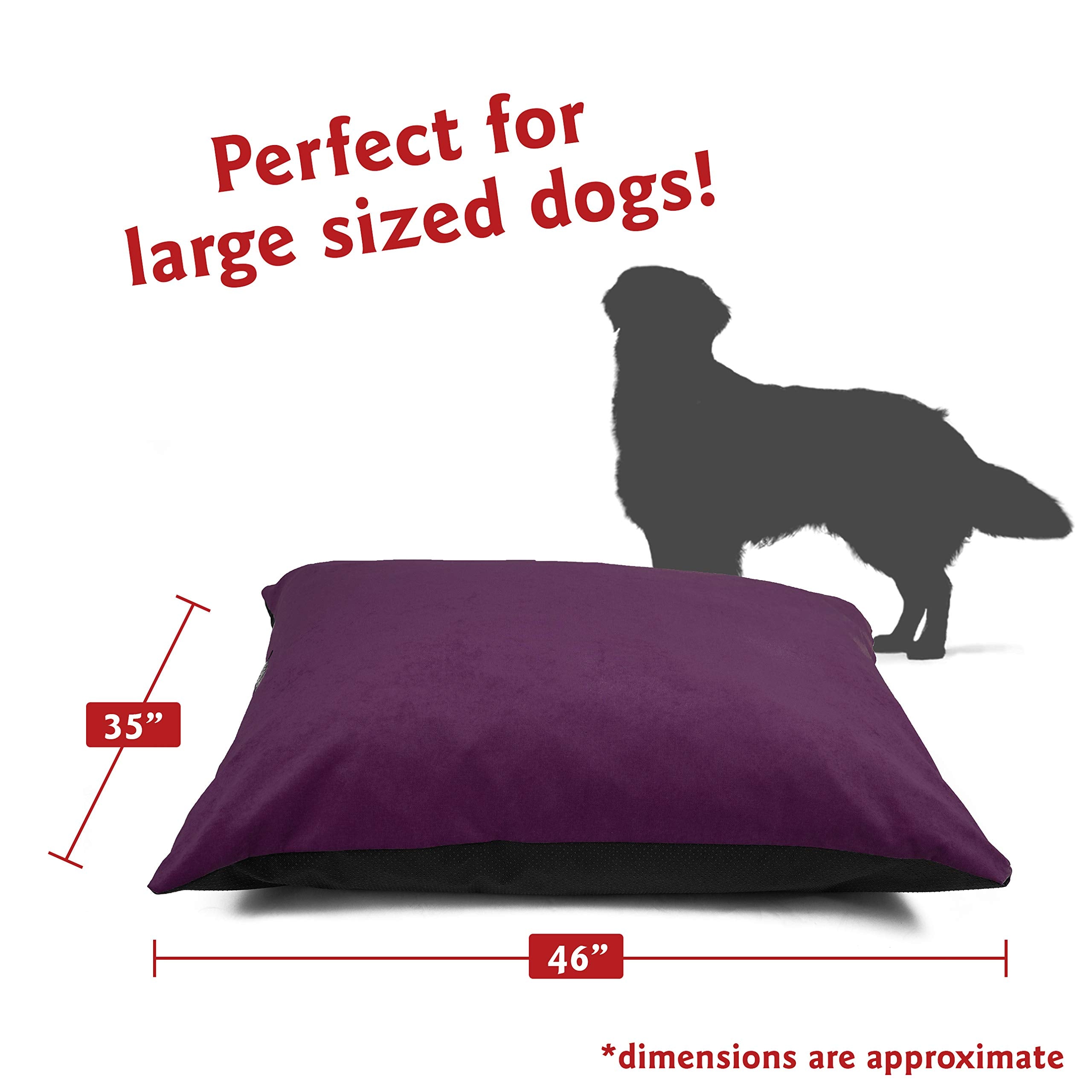 Majestic Pet Rectangle Dog Bed Washable Non Slip Comfy Crate Bed Large Breed 46 X 35 Inch Villa Aubergine