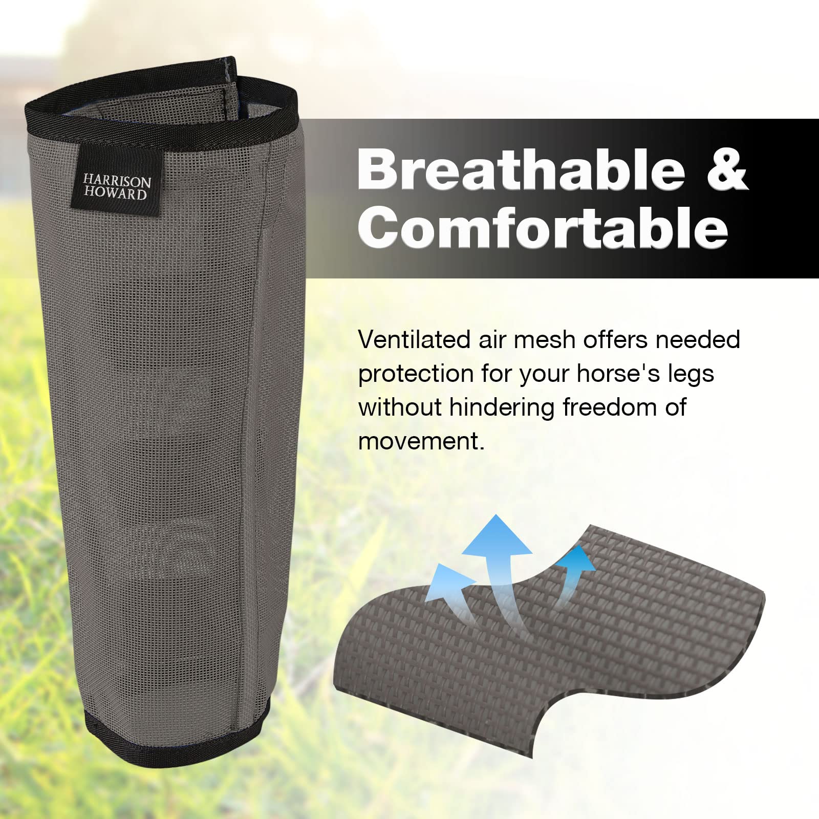 Harrison Howard Loose Fitting Fly Boots Uv-Protective Extra Tough Mesh Ventilated Four Fasteners Stay-On Design Protect Horse Le