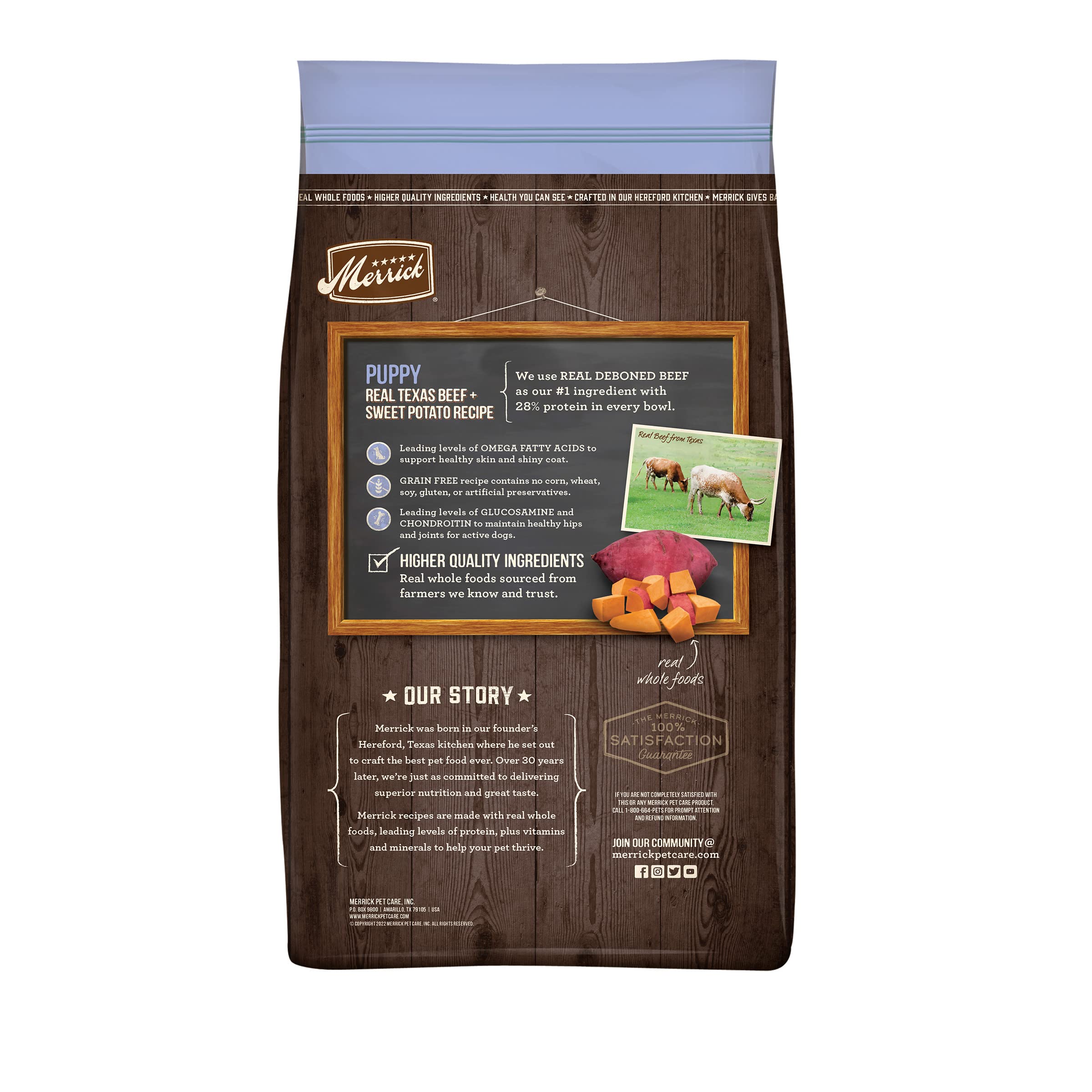 Merrick Premium Grain Free Dry Puppy Food, Wholesome And Natural Kibble With Real Texas Beef And Sweet Potato - 4.0 lb. Bag