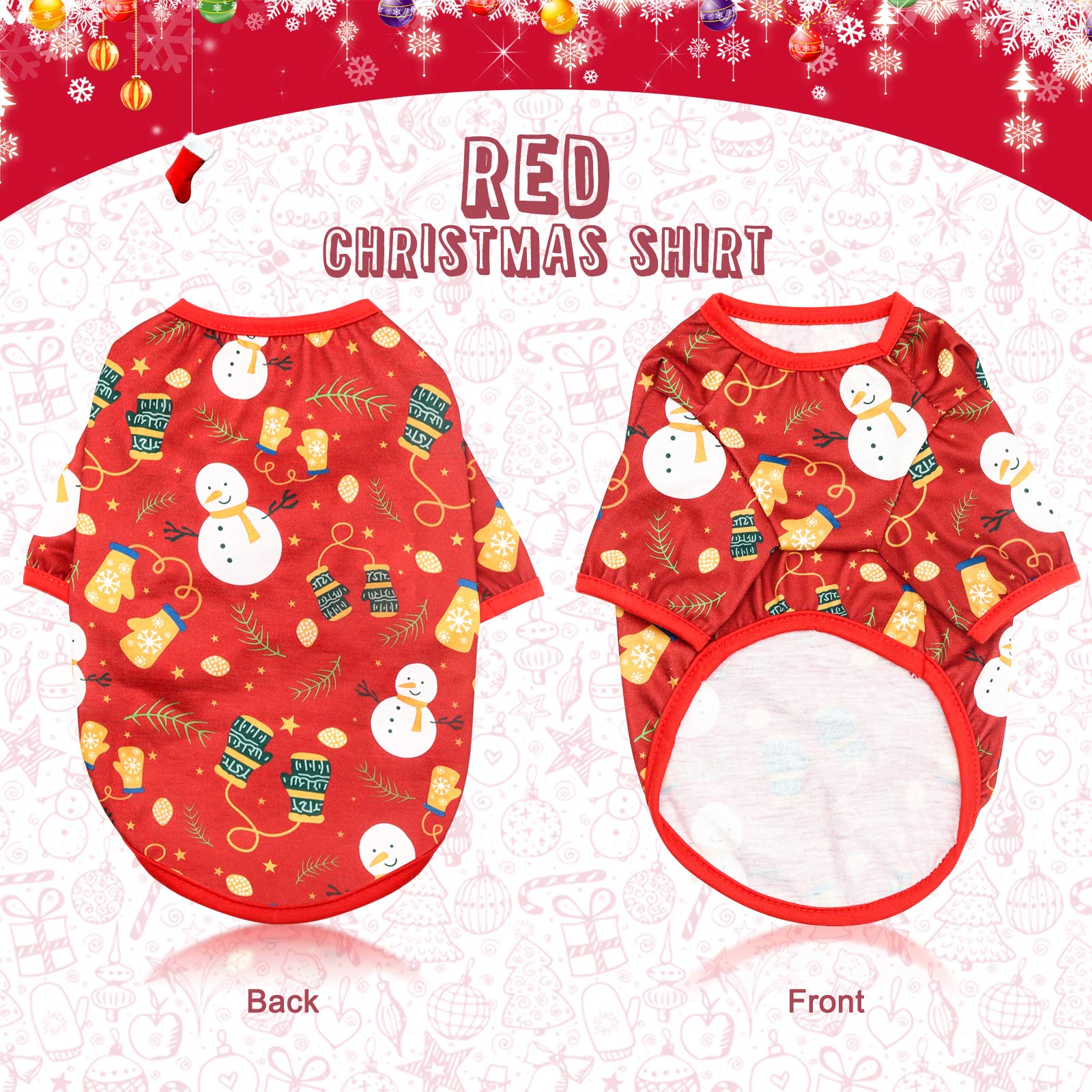 Hylyun Dog Christmas Shirt 2 Packs - Christmas Pet Shirt Soft Breathable Puppy Shirts Printed Pet Clothing For Small Dogs And Cats Xs