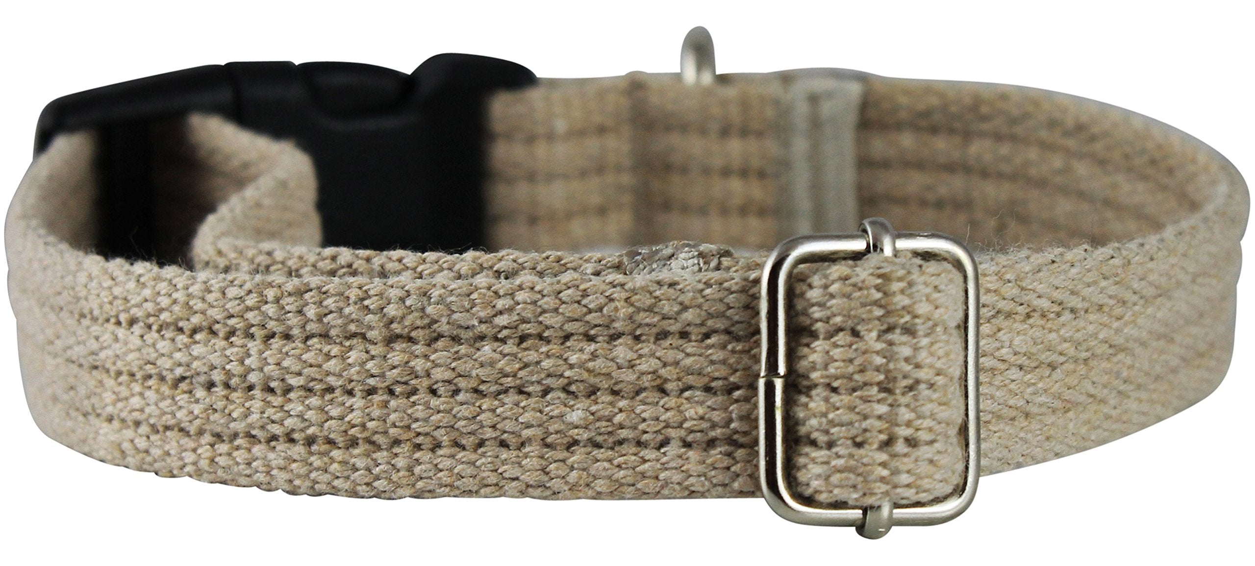 Cotton Web Adjustable Dog Collar With Locking Device 4 Sizes Beige (Small: Neck 11.5'-15.5'; Width 1/2')