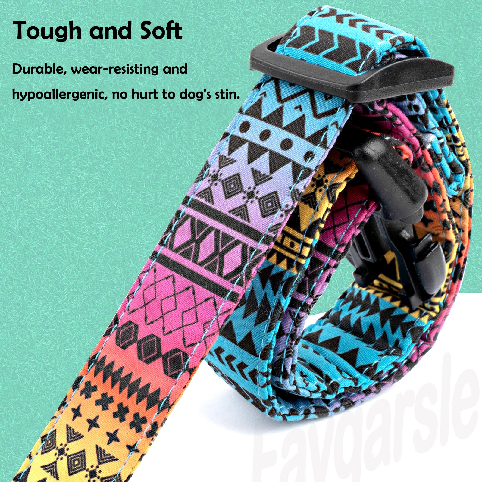 Faygarsle Bohemian Geometric Pattern Dog Collar For Small Medium Large Boys Girls Dogs S