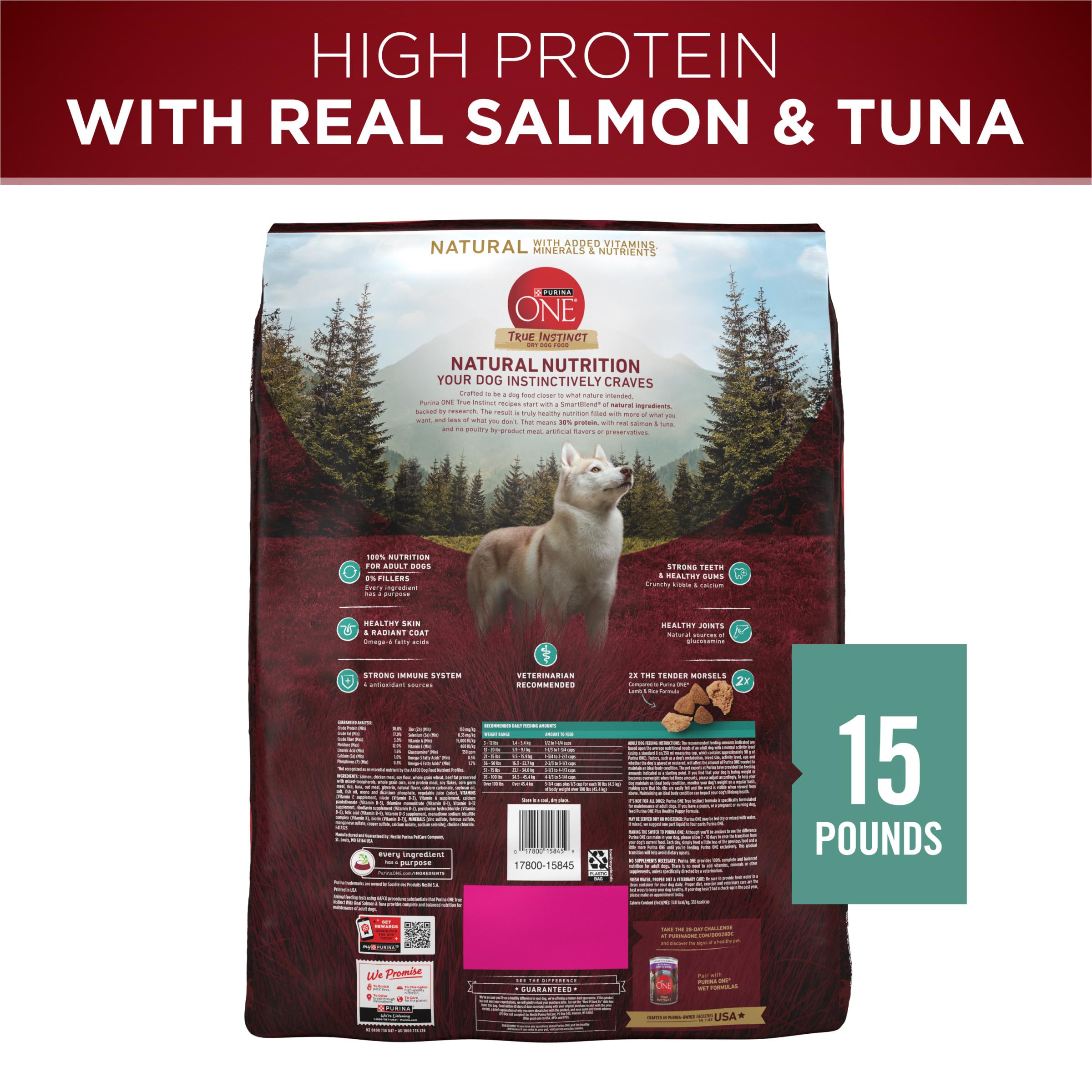 Purina ONE True Instinct With Real Salmon and Tuna Dry Dog Food - 15 lb. Bag