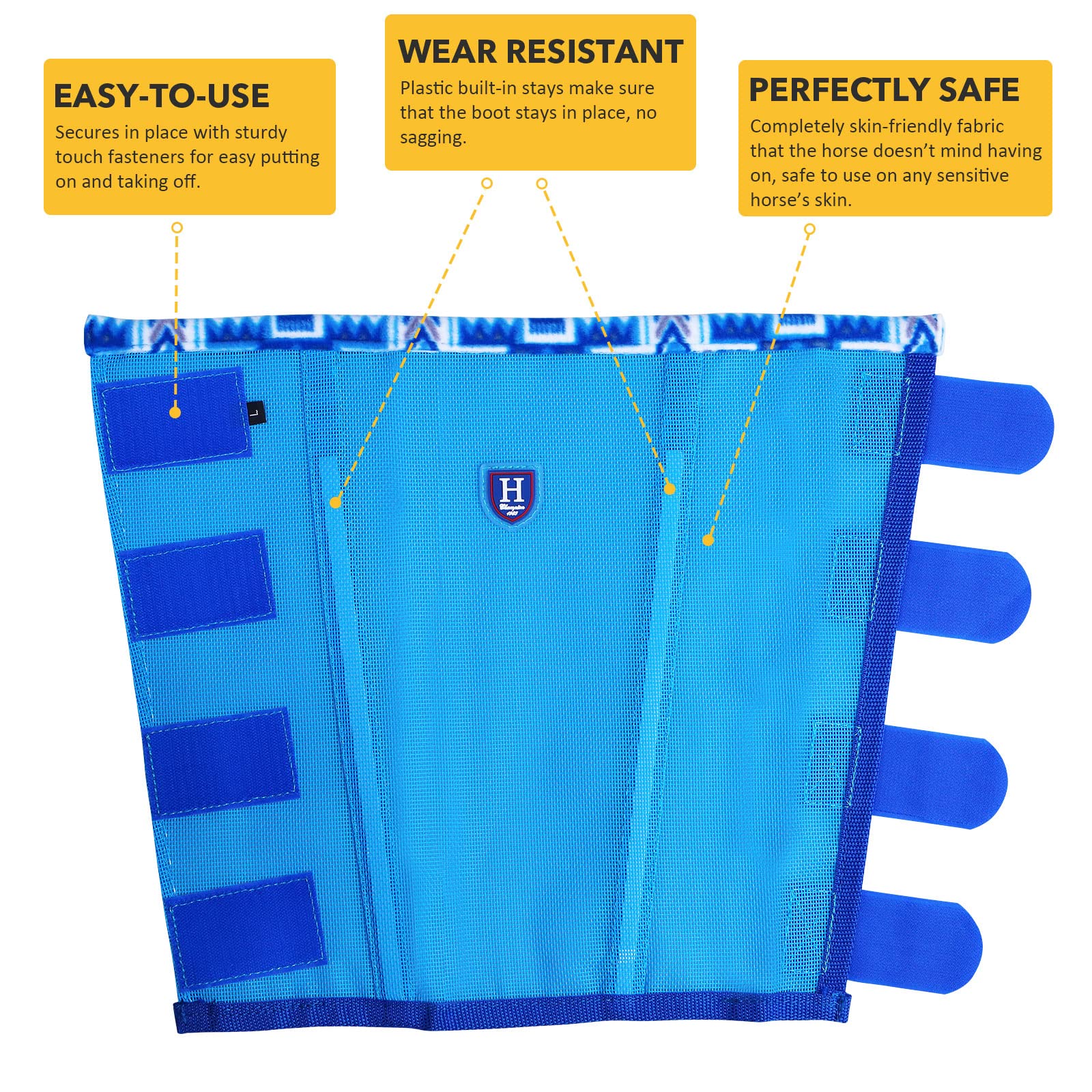 Caremaster Fine Mesh Fly Boots Loose Fitting & Non-Slip Horse Fly Leggings Fleece Air Flow (Set Of 4) Cool Blue Pony