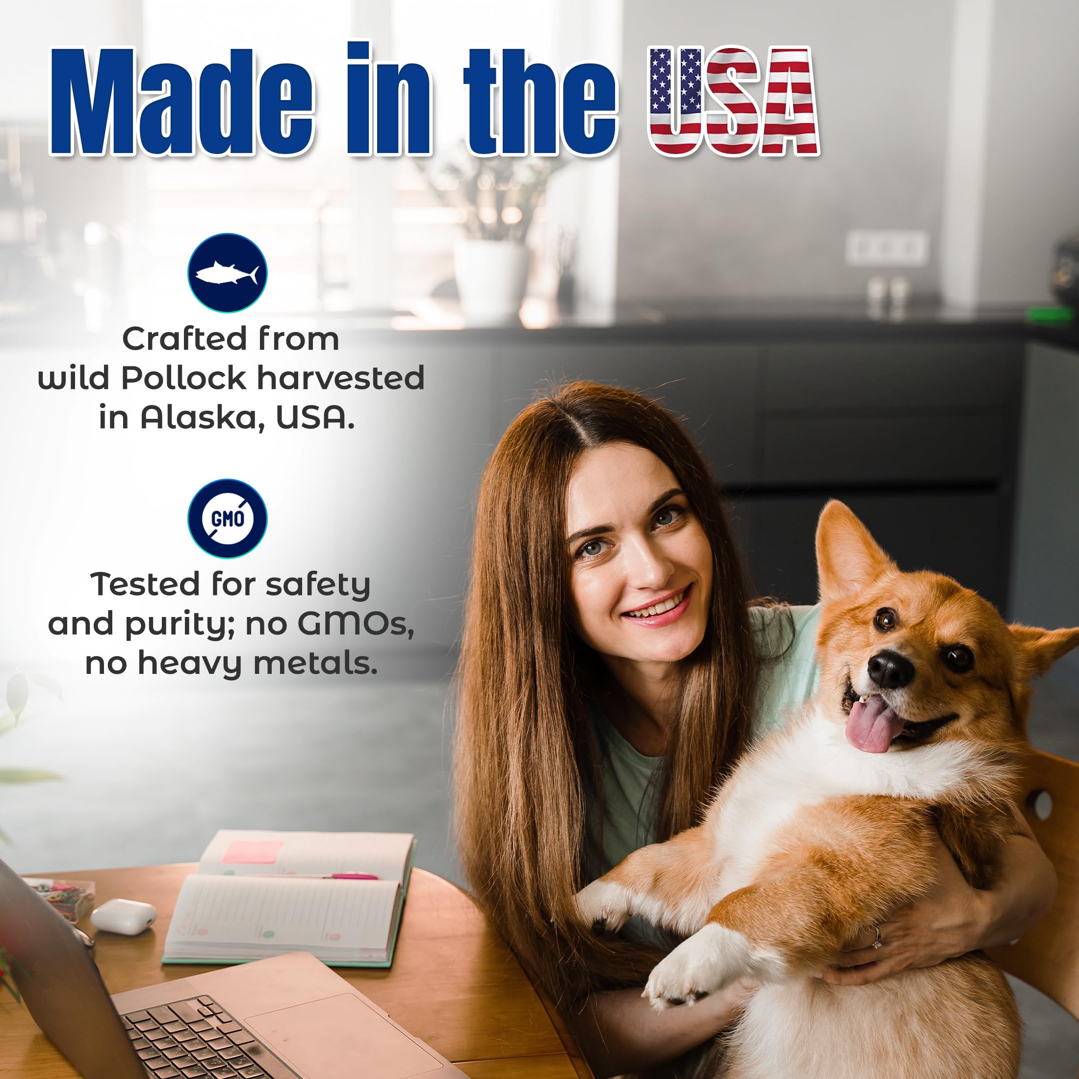 Life Line Pet Nutrition Wild Alaskan Fish Oil Omega-3 Supplement for Skin & Coat Supports Brain, Eye & Heart Health in Dogs & Ca