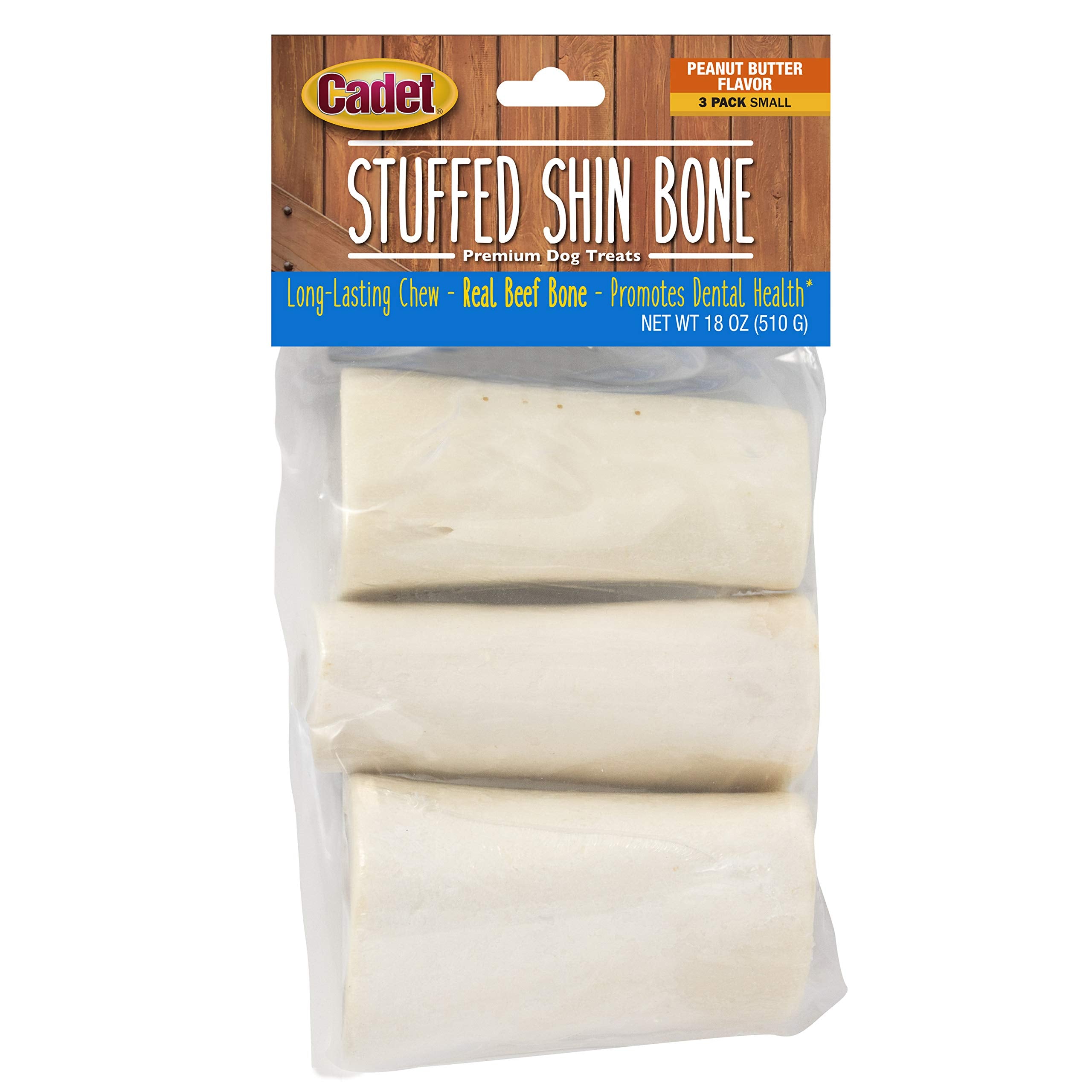 Cadet Stuffed Shin Bones - Highly Digestible, High Protein, Long-Lasting Dog Chew Bone for Aggressive Chewers, Supports Dental H