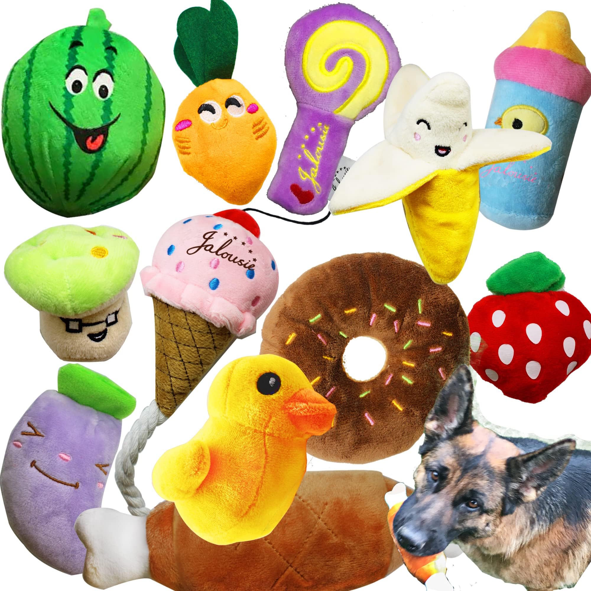 Jalousie 12 Pack Dog Squeaky Toys - Durable Multicolor Toys for Small, Medium, and Large Dogs - Fun Pet Playtime Accessories