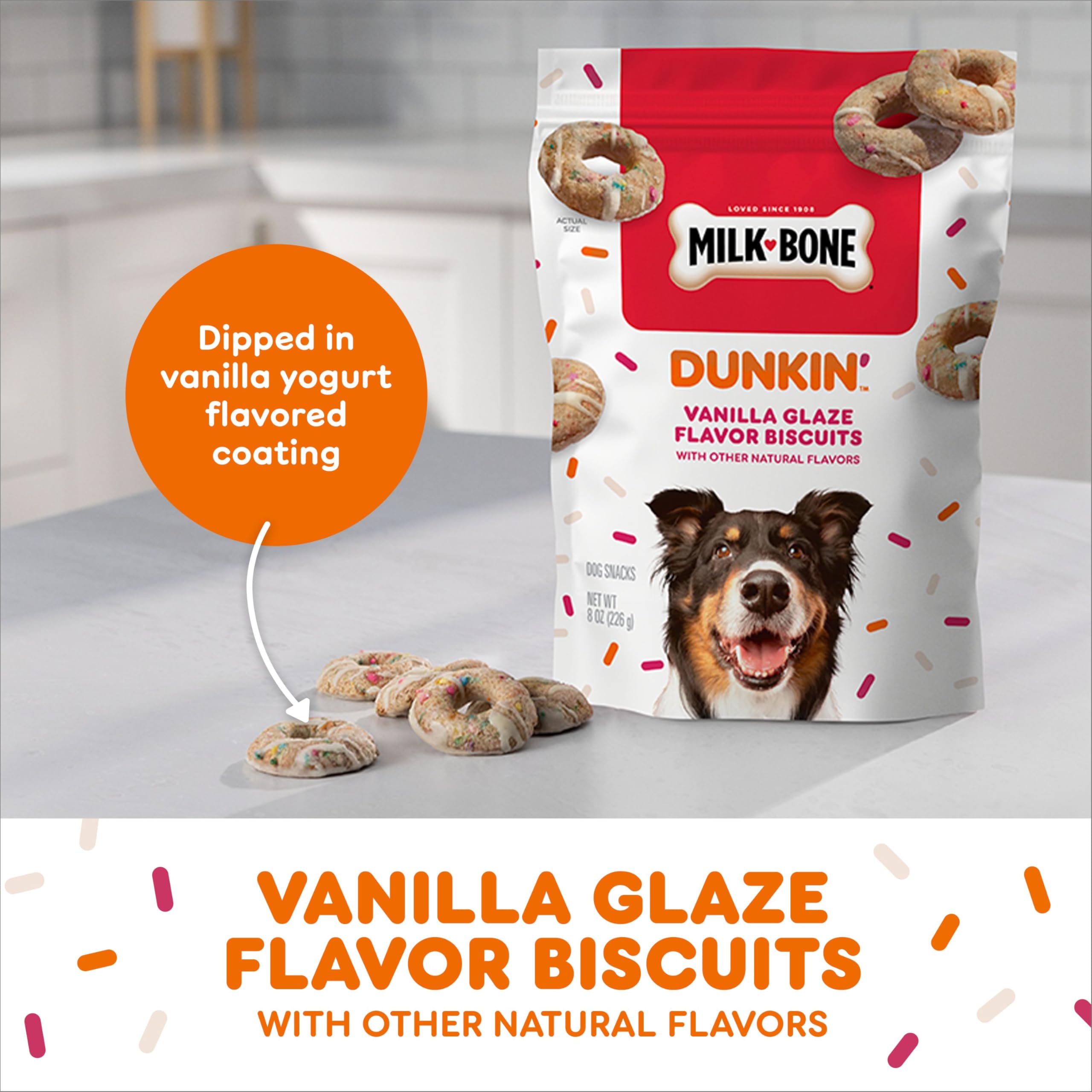 Milk-Bone Limited Edition Dunkin Vanilla Glaze Flavor Biscuit Dog Treats, 8 Ounce