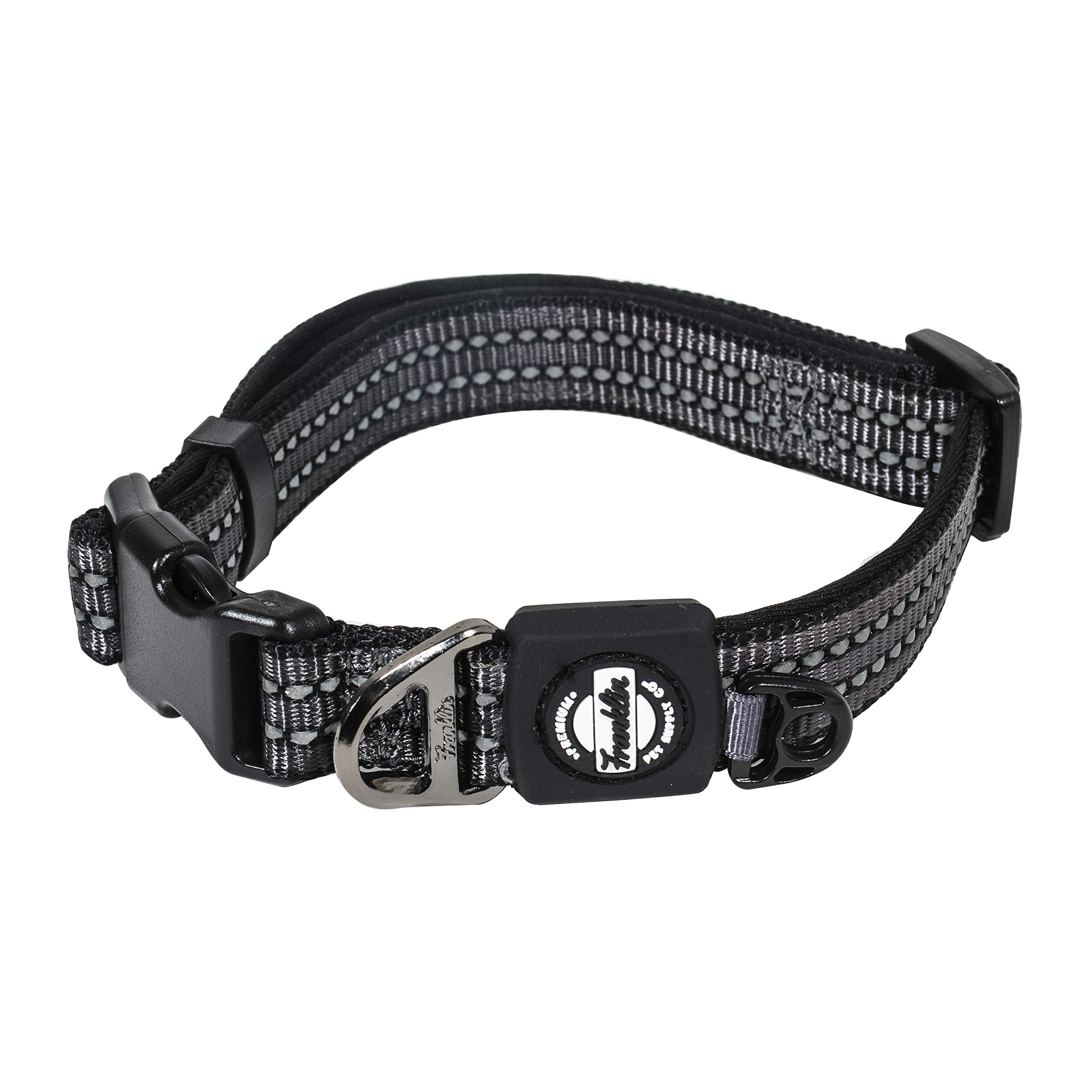 Franklin Pet Supply Co. - Nylon Dog Collar - Reflective Comfort - Fit - Neoprene - Adjustable- Small- Medium - Large - Puppy - Dog - Cat- Easy Clip