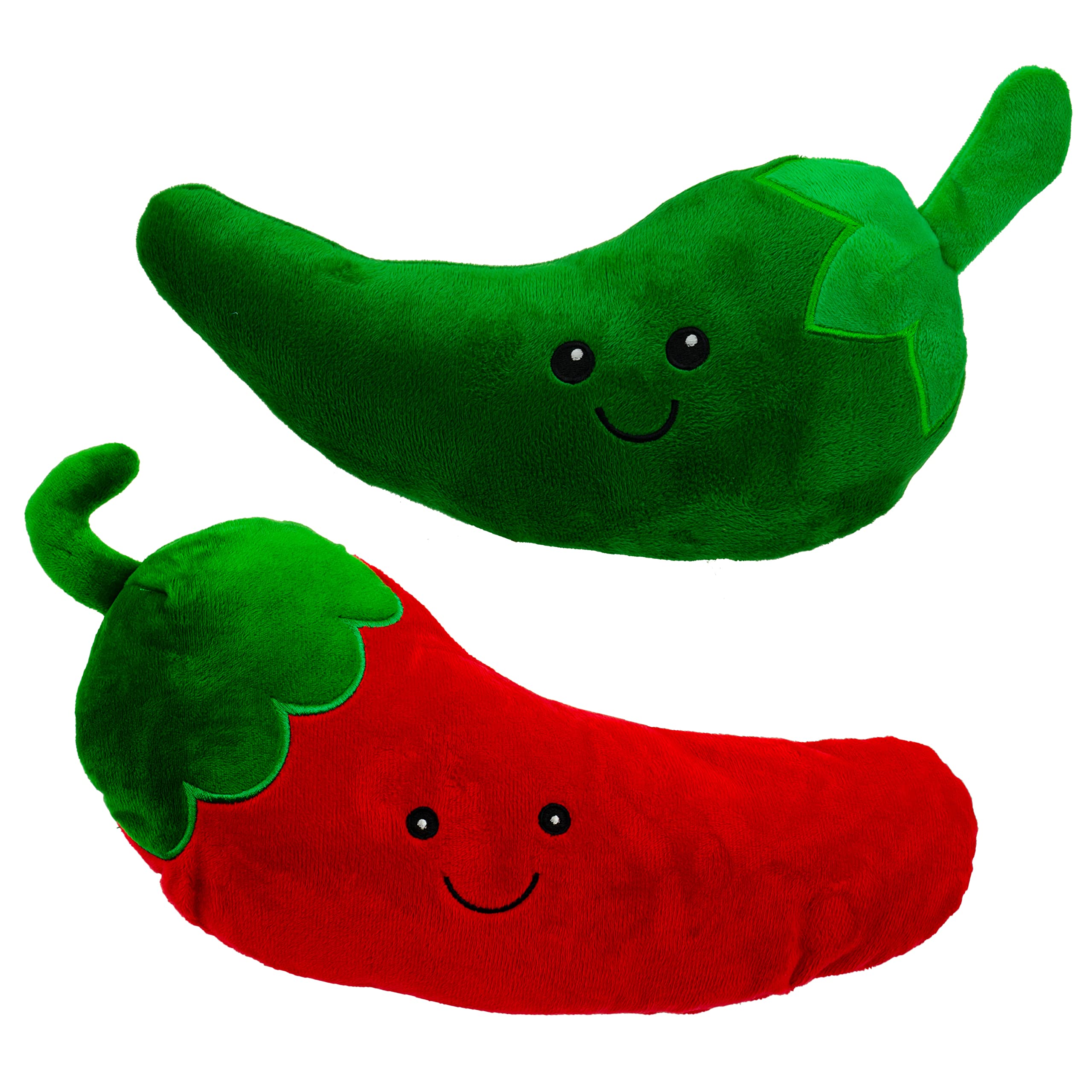 Giftable World Pet Plush Pet Toy Fruits, Cupcakes, Ice Creams, Mug With Squeaker Dog Chew Toy (9'' Chili & Jalapeno)