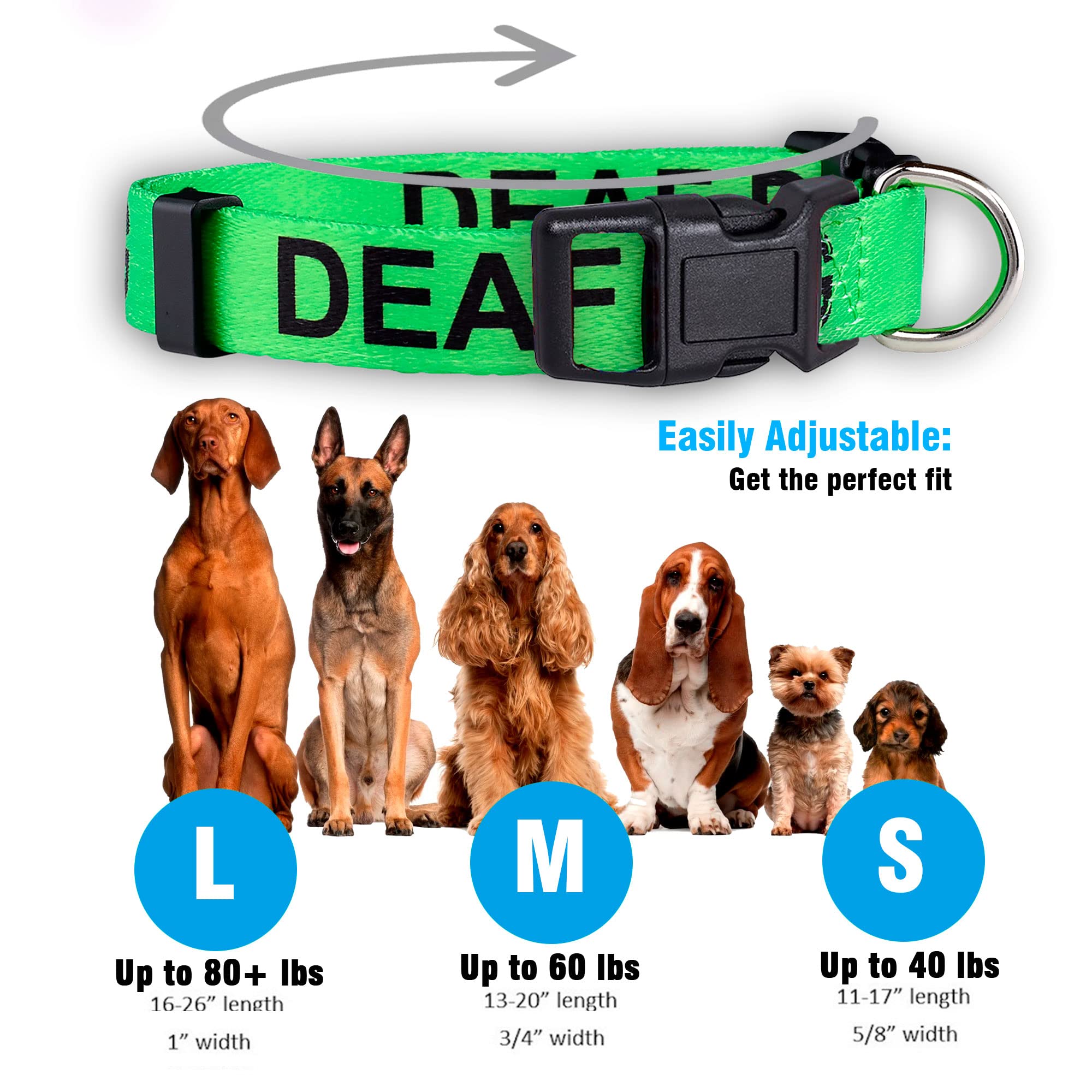 Native Pup Deaf Dog Collar - Hard of Hearing Warning, Small, Green, Polyester