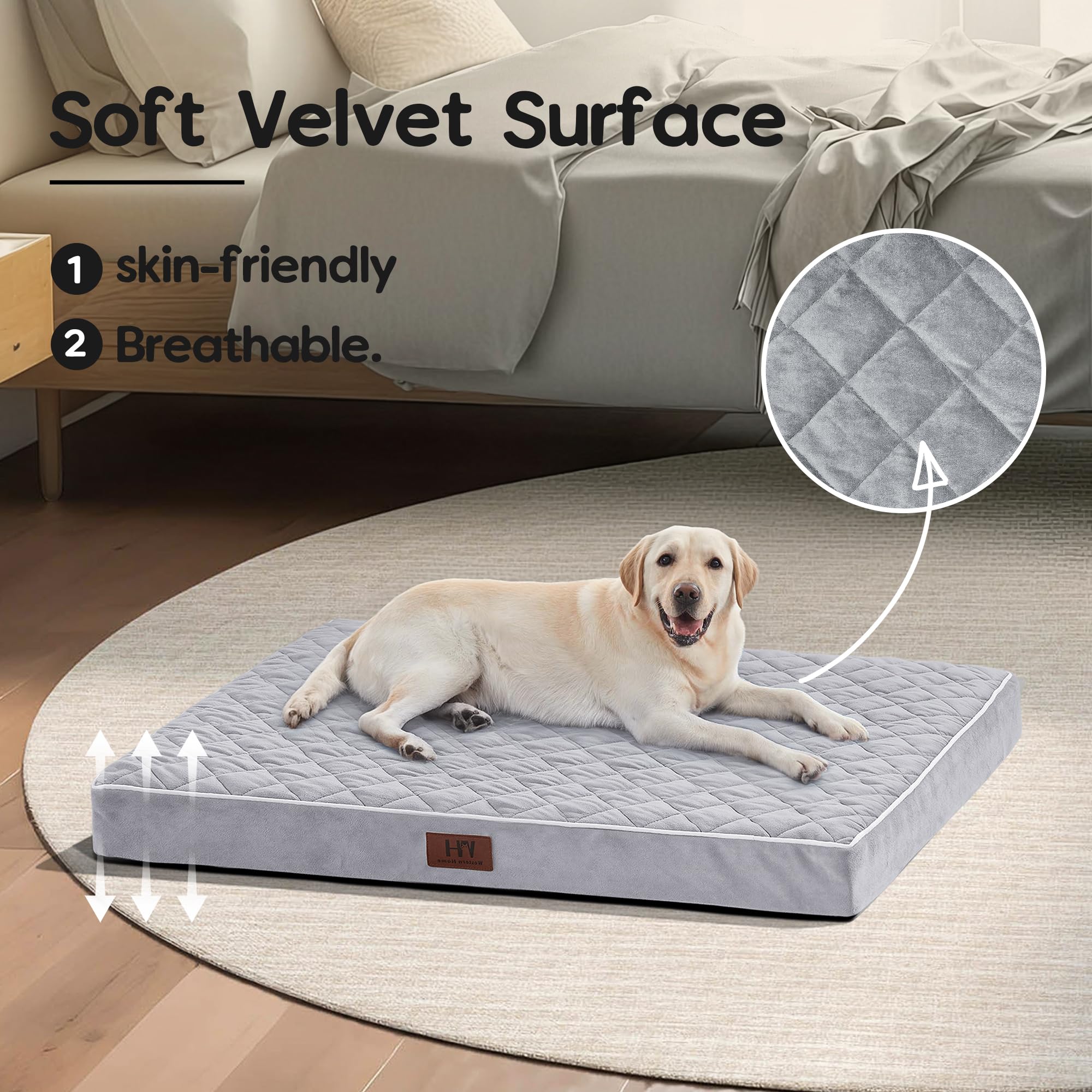 Orthopedic Dog Beds For Medium Large Dogs With Removable Washable Cover, Dog Crate Bed For Xxl Xl Large Medium Dogs, Velvet Plus