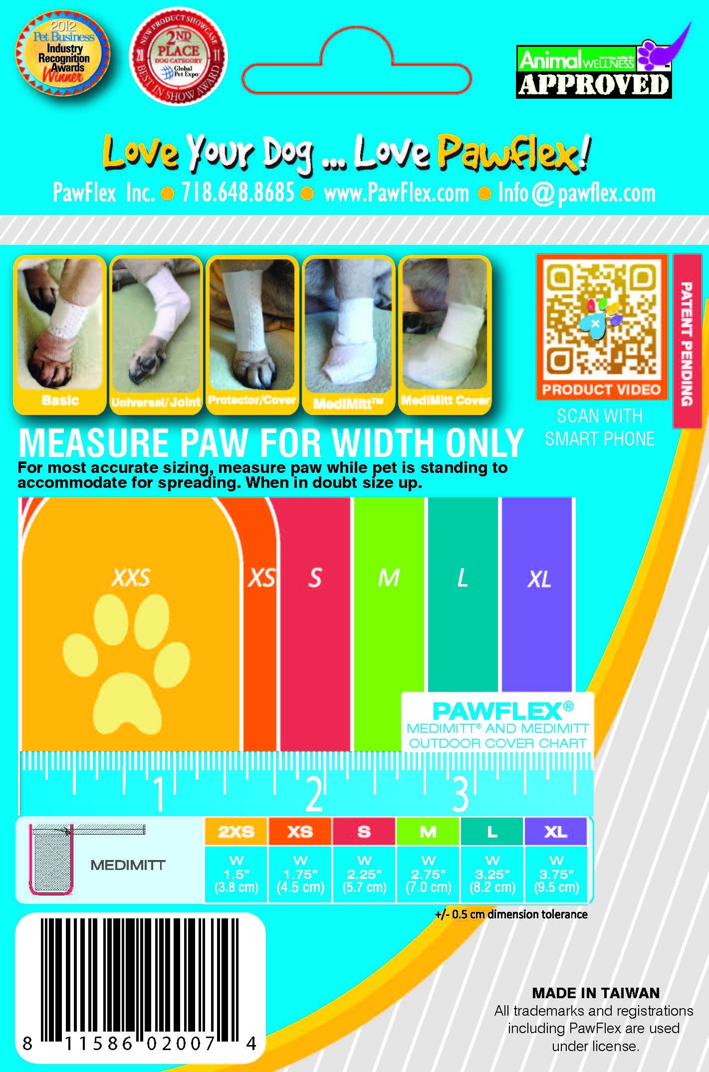 PawFlex Medimitt Bandages for Pets, XLarge, Stretchable, White, Pack of 4, Model ROM006