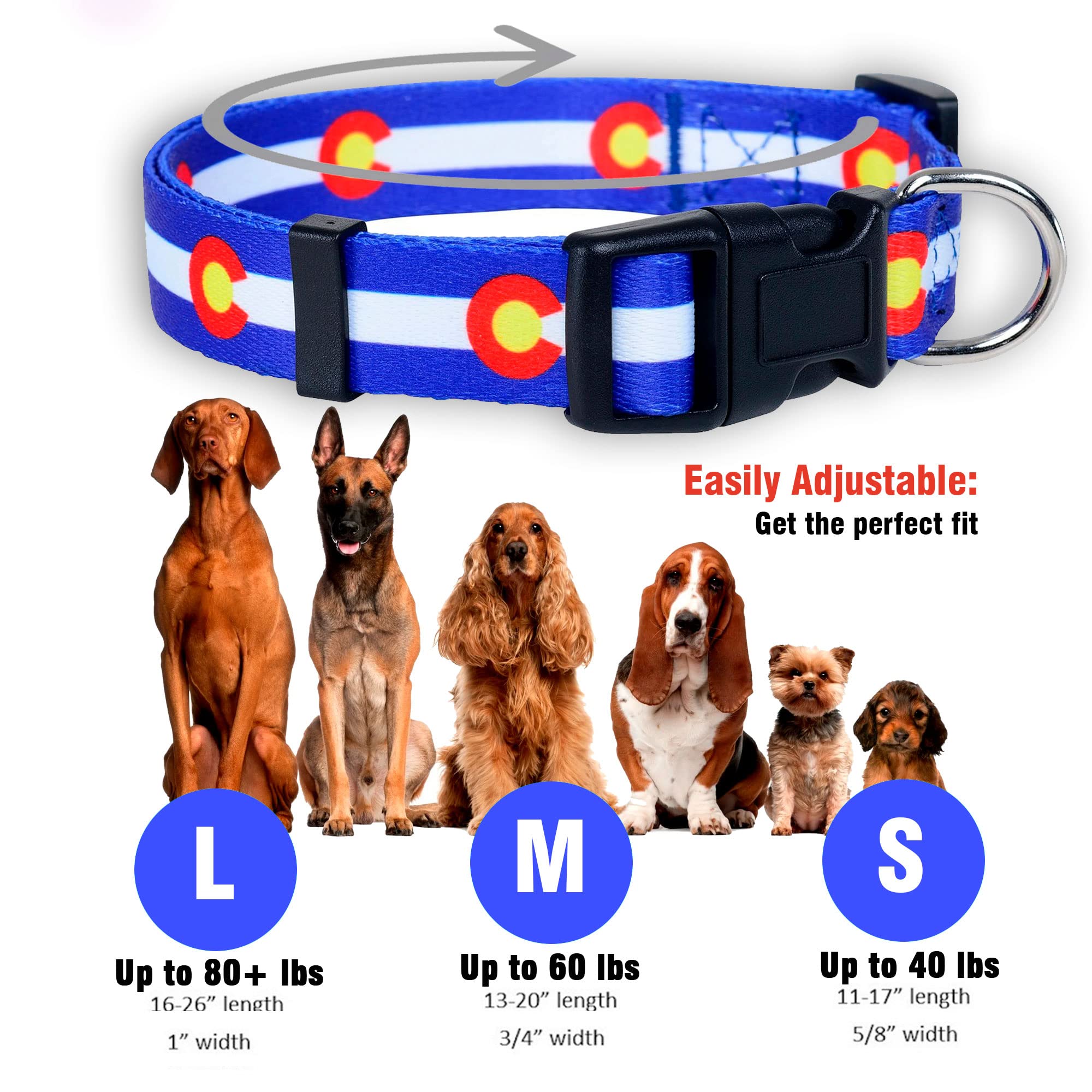 Native Pup Colorado State Flag Dog Collar (Colorado Blue, Medium)